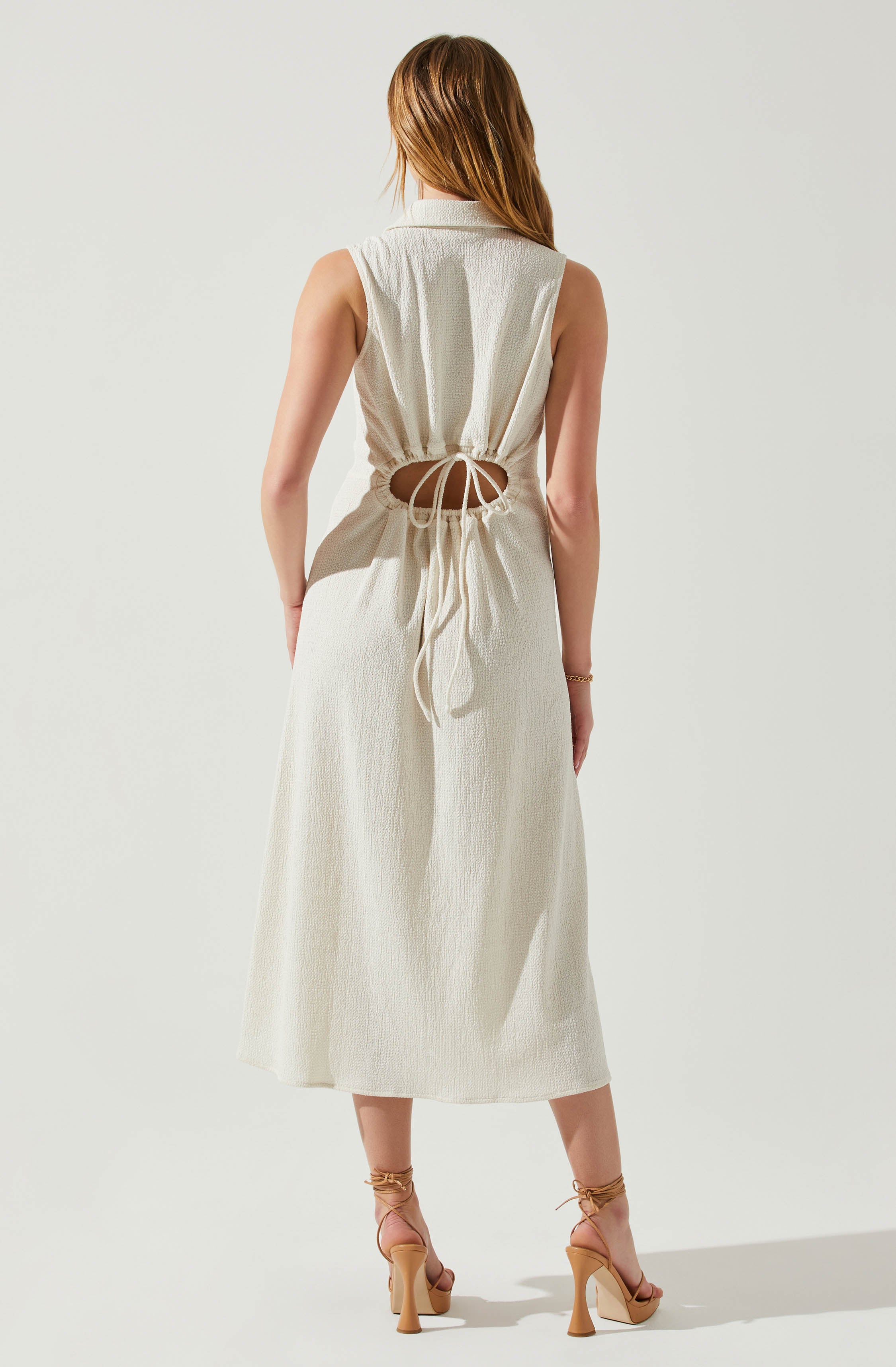 Back Cutout Sleeveless Midi Dress-Aljck
