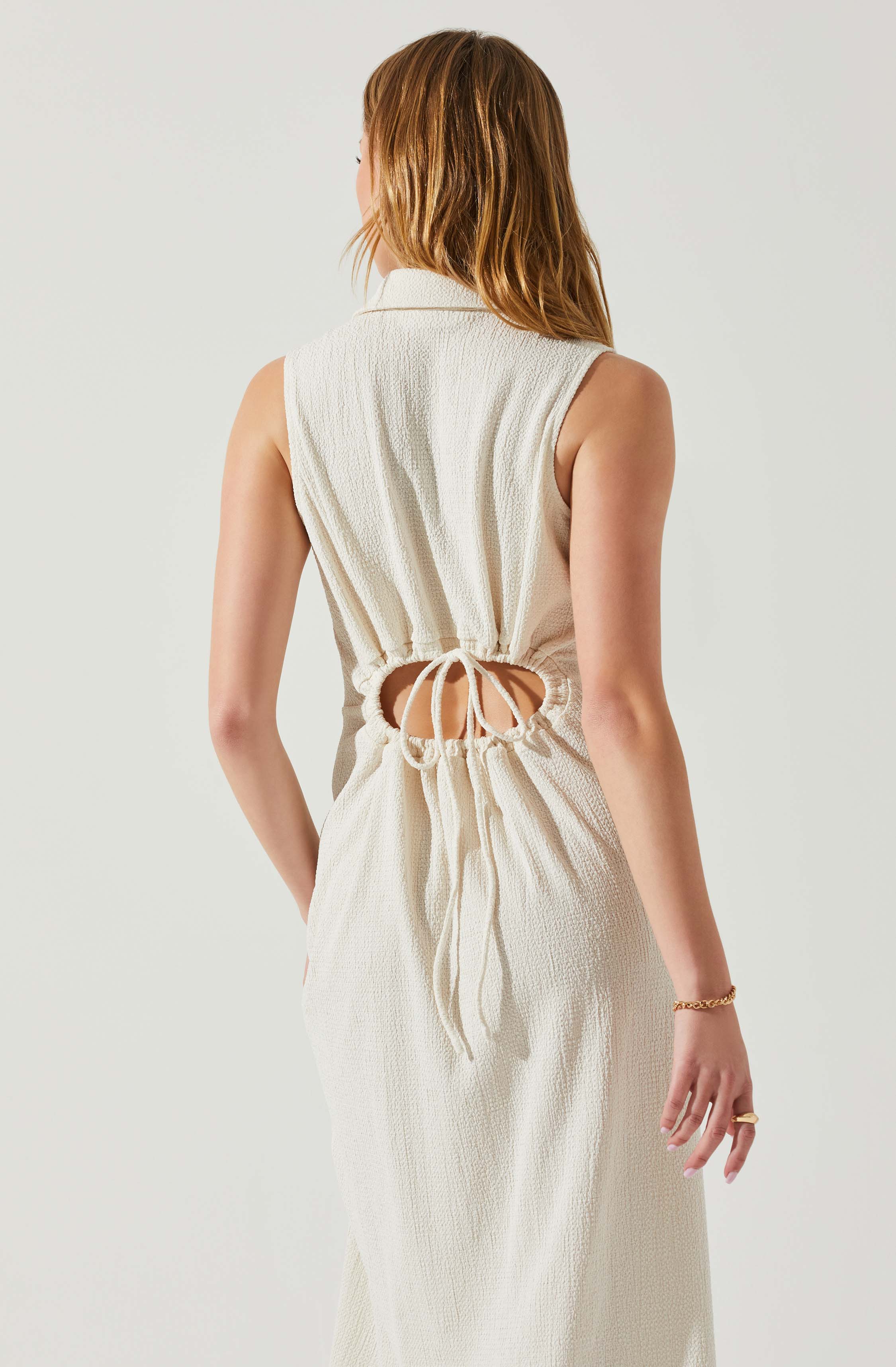 Back Cutout Sleeveless Midi Dress-Aljck