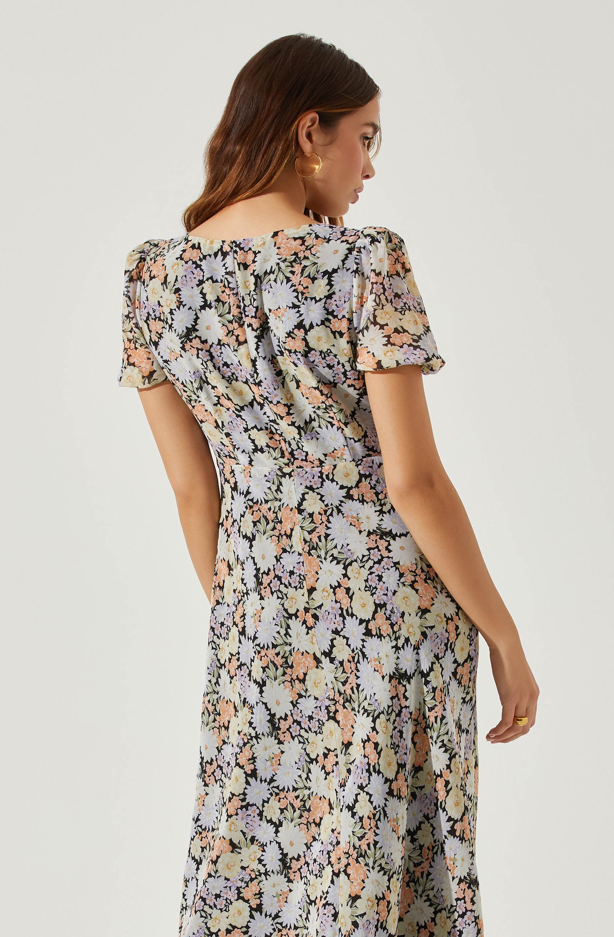 Sweetheart Neck Floral Twist Bust Maxi Dress-Aljck