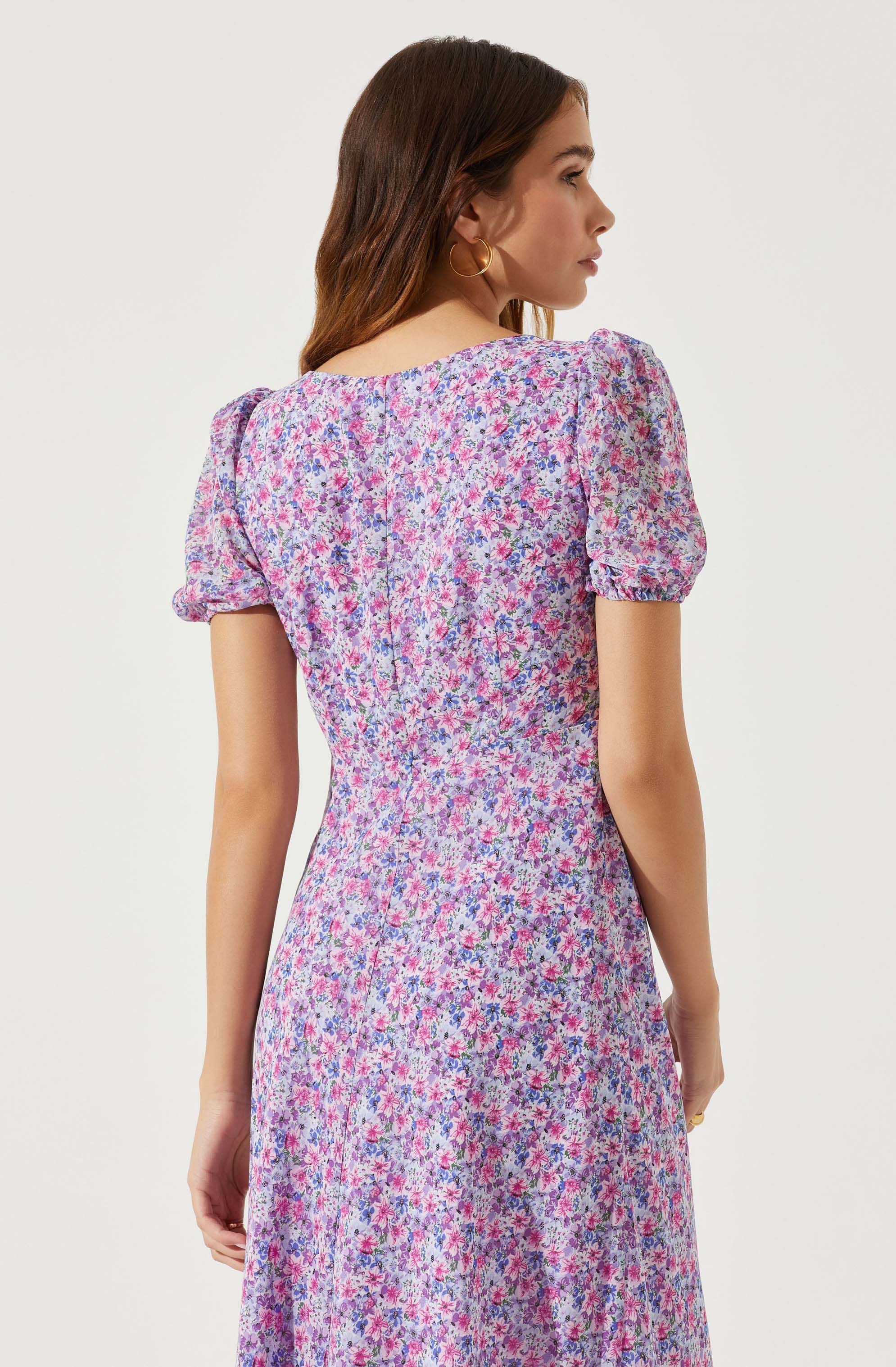 Sweetheart Neck Floral Twist Bust Maxi Dress-Aljck