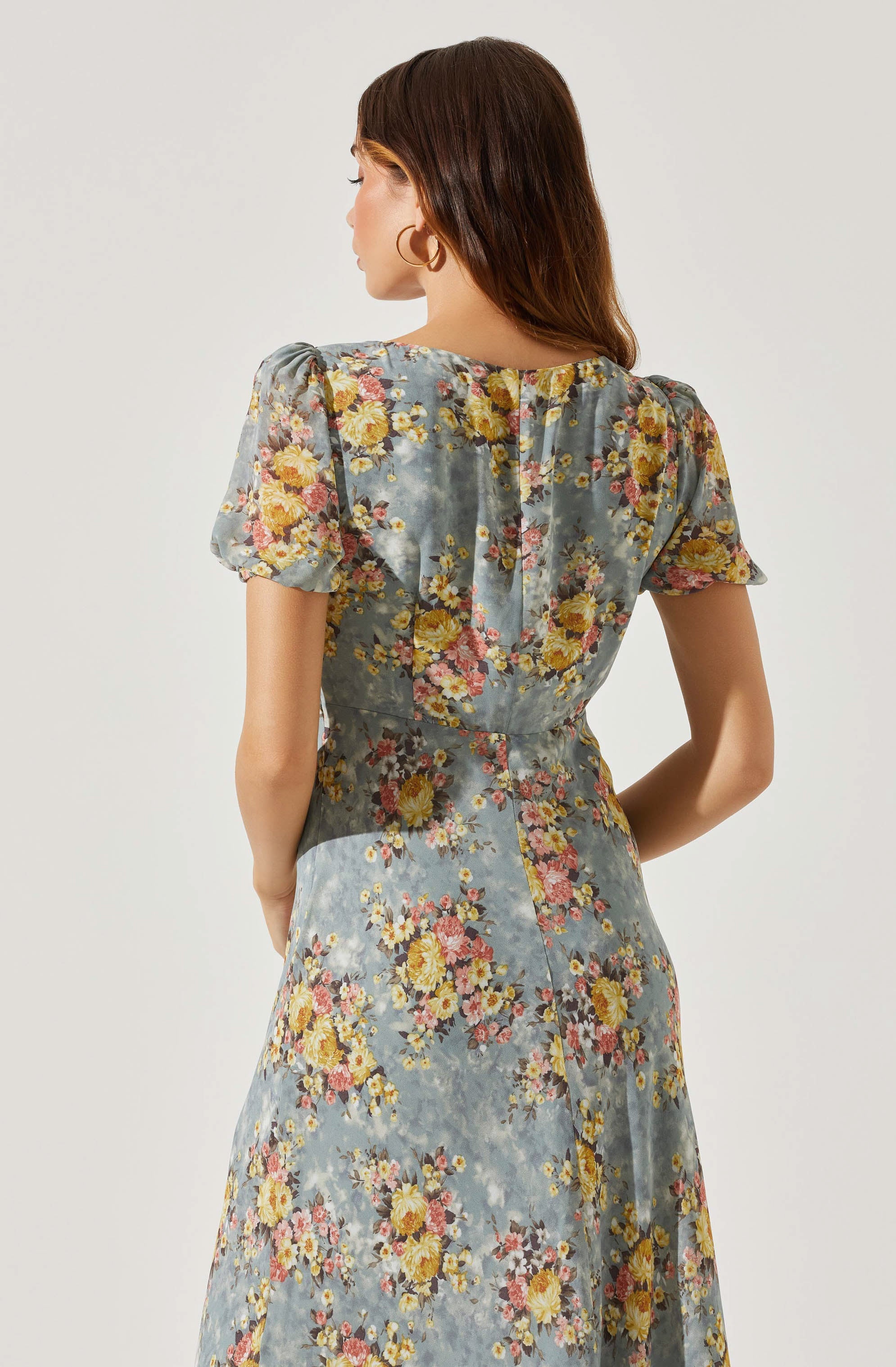 Sweetheart Neck Floral Twist Bust Maxi Dress-Aljck