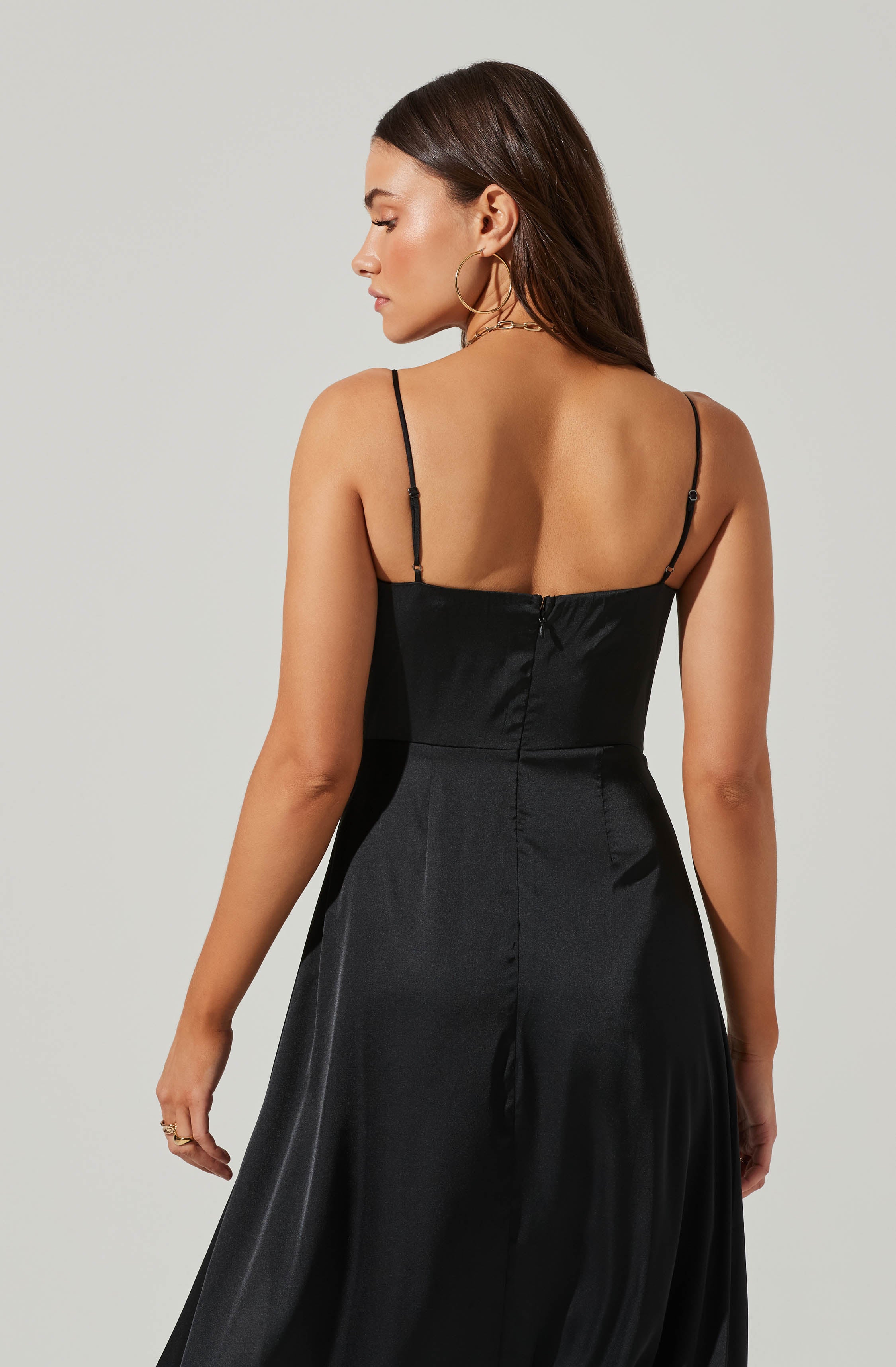 Bustier Satin Midi Dress-Aljck