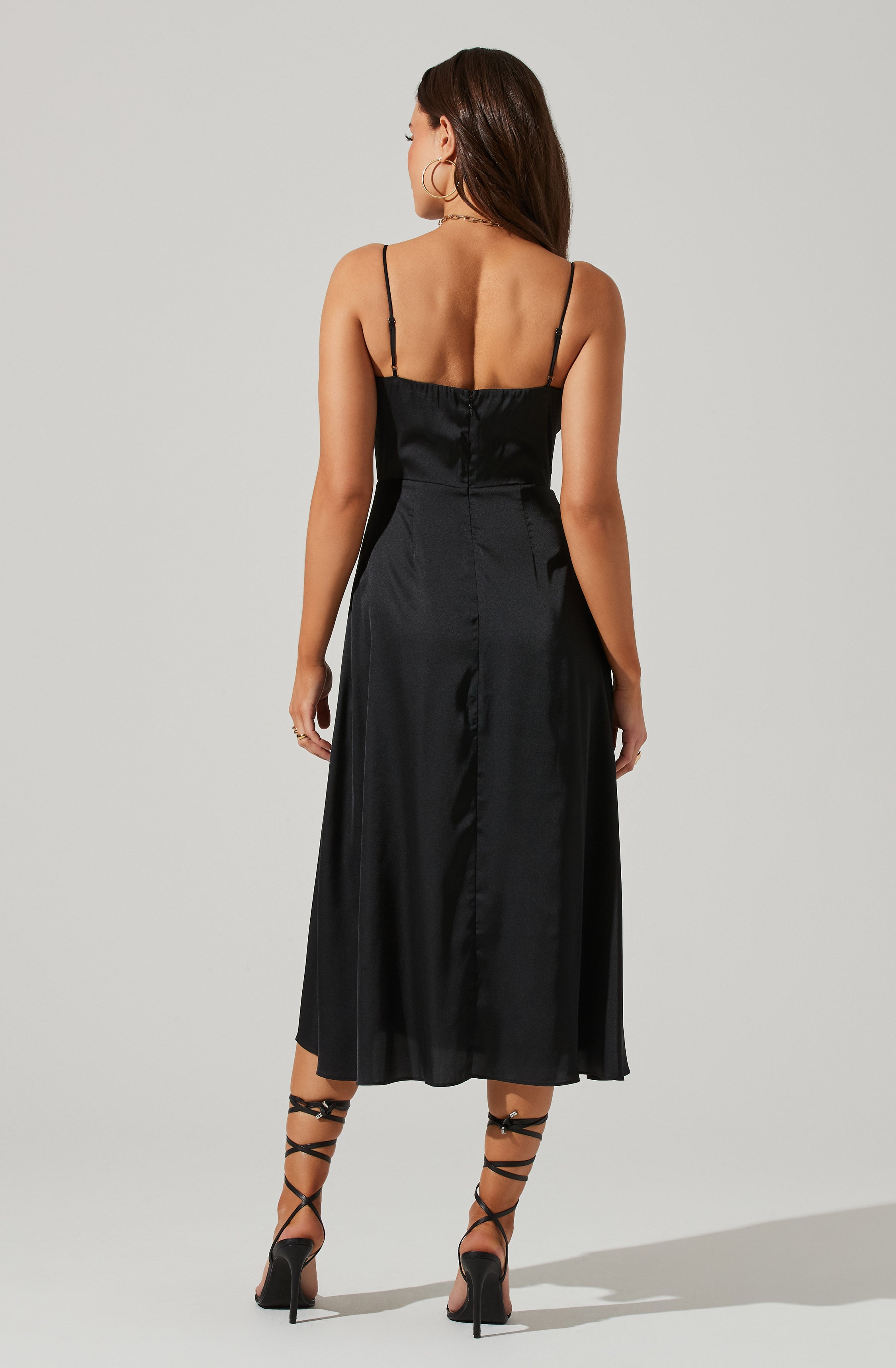 Bustier Satin Midi Dress-Aljck