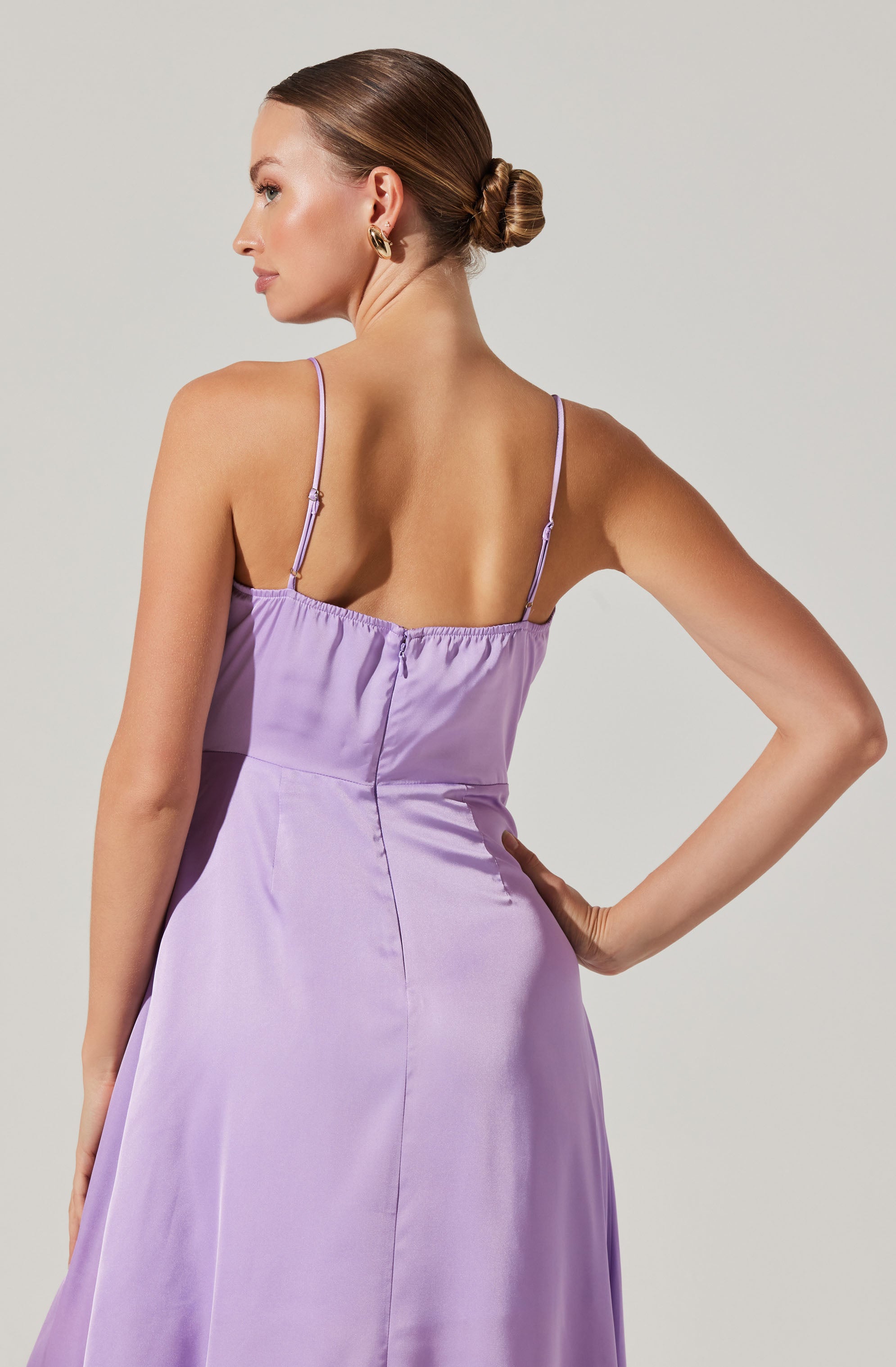 Bustier Satin Midi Dress-Aljck