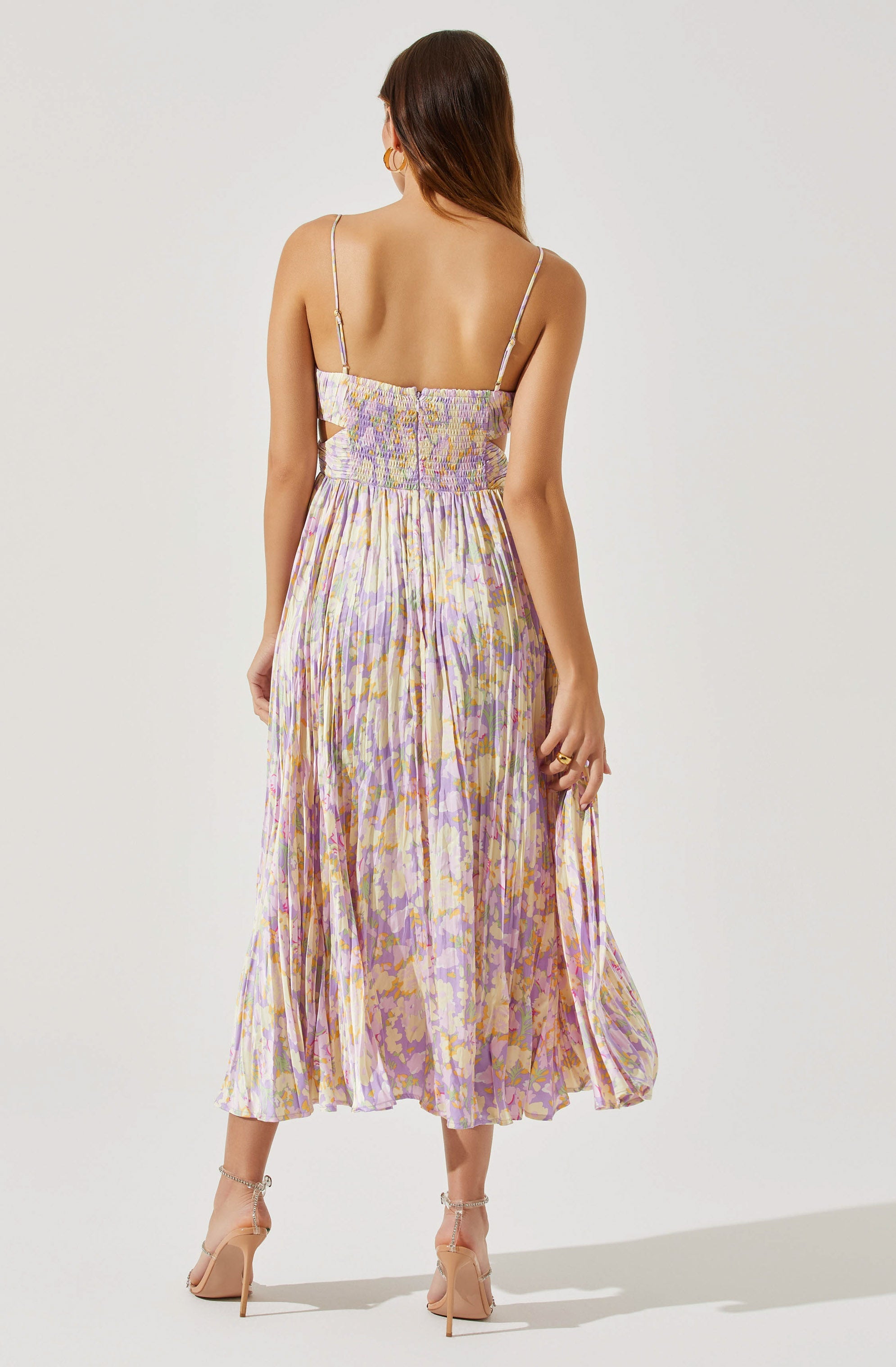 Pleated Twist Bust Midi Dress-Aljck
