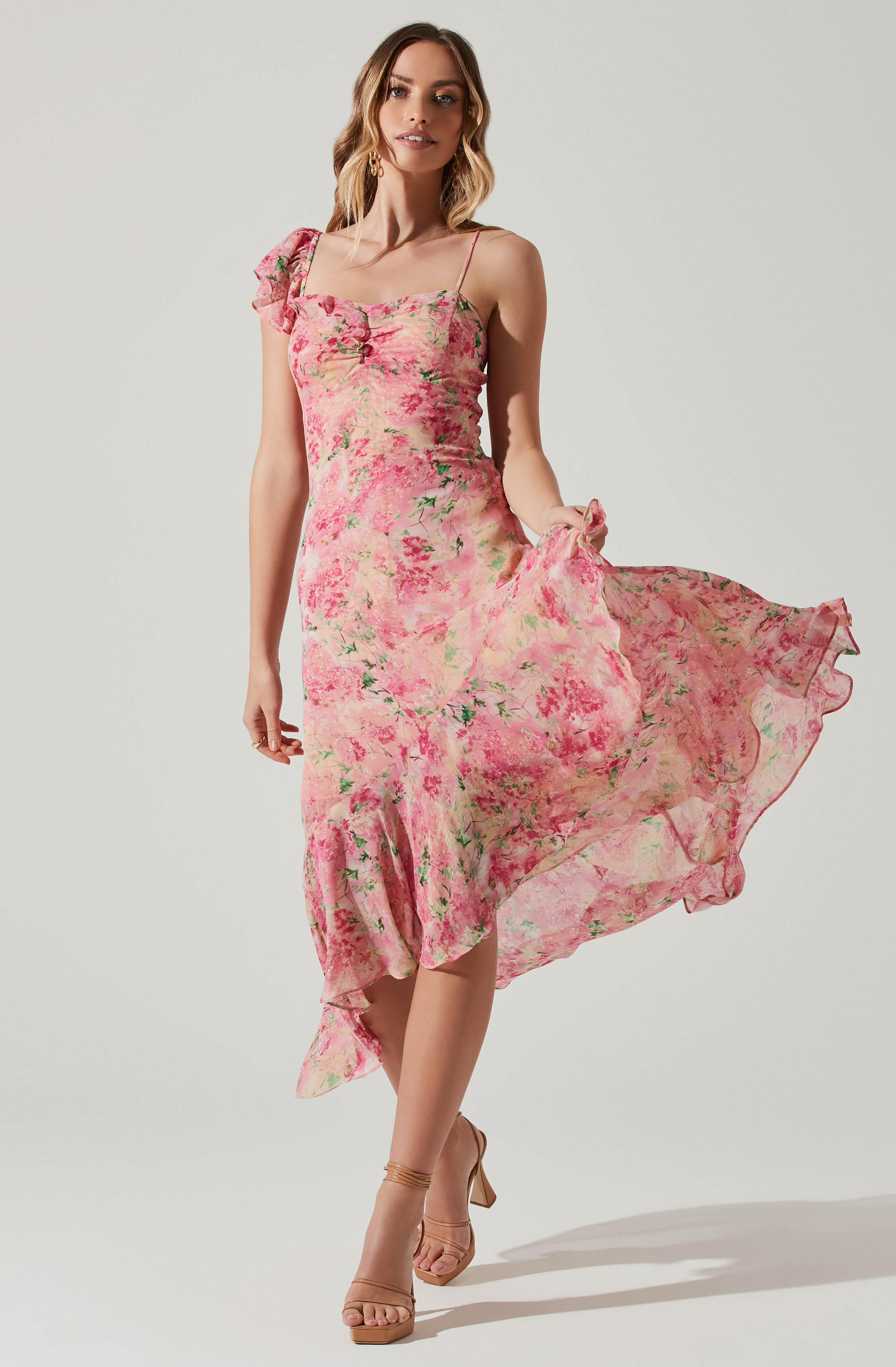 Camelia Floral Midi Dress-Aljck
