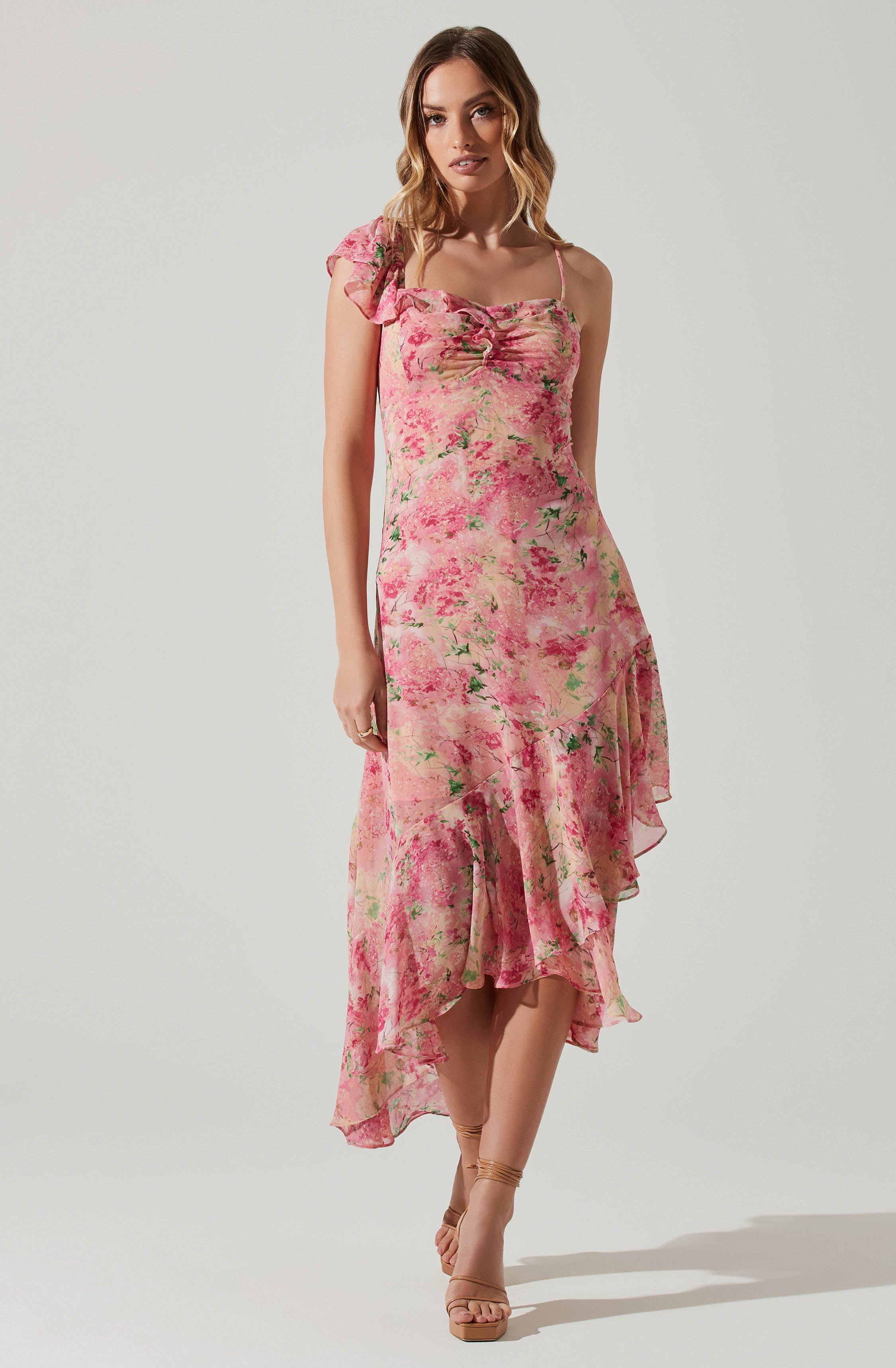 Camelia Floral Midi Dress-Aljck