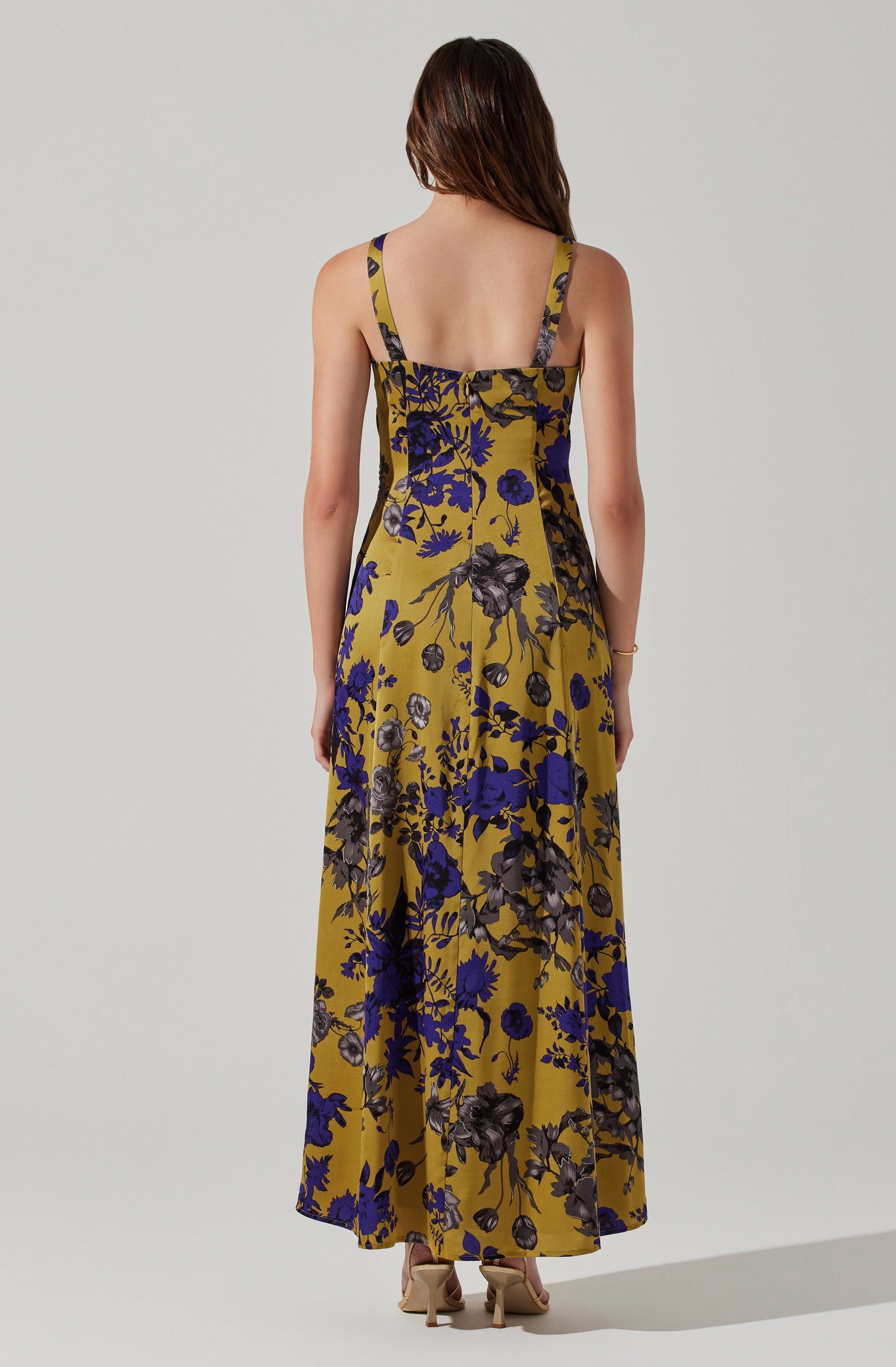 Cutout Ruched Maxi Dress-Aljck