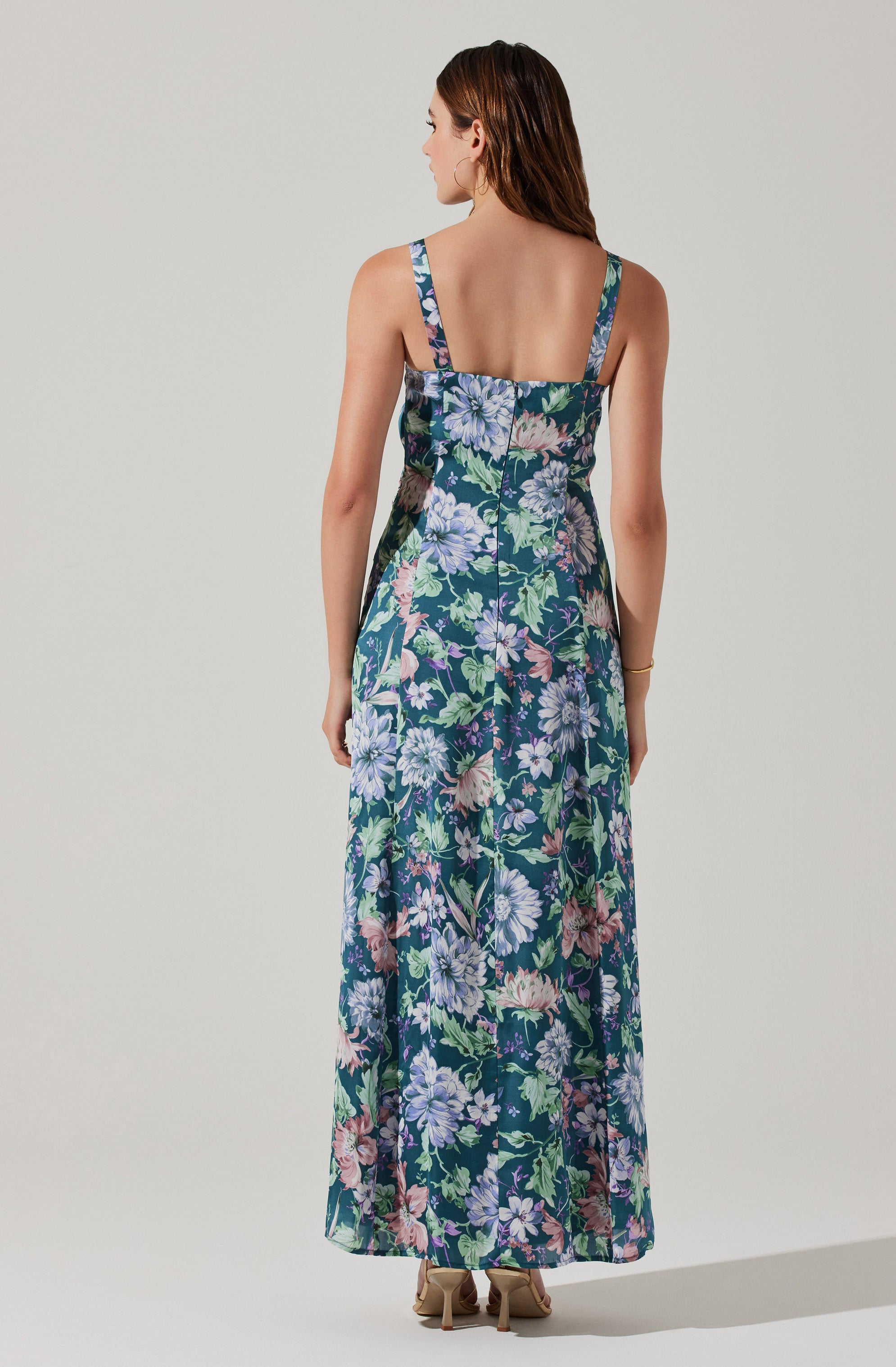 Cutout Ruched Maxi Dress-Aljck