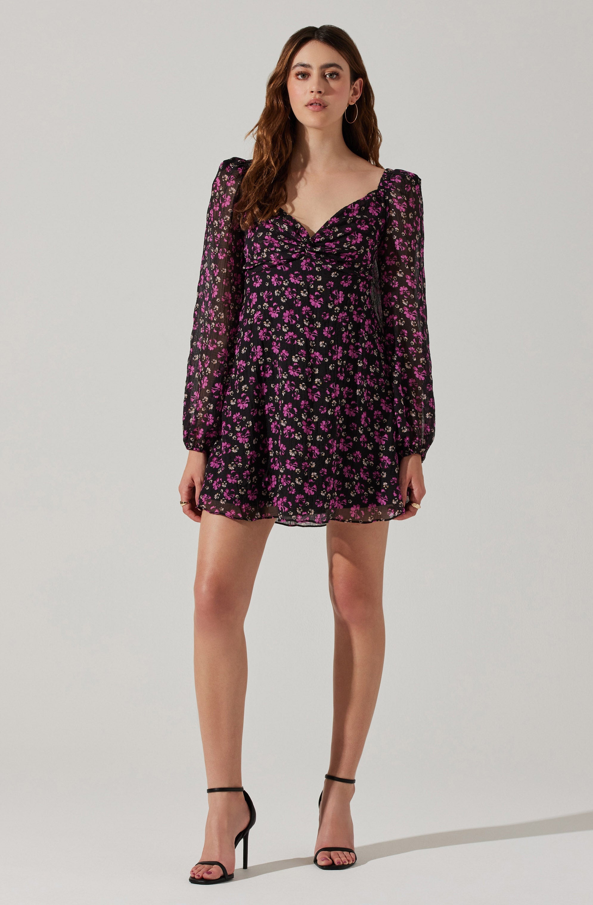 Long Sleeve A-line Mini Dress-Aljck