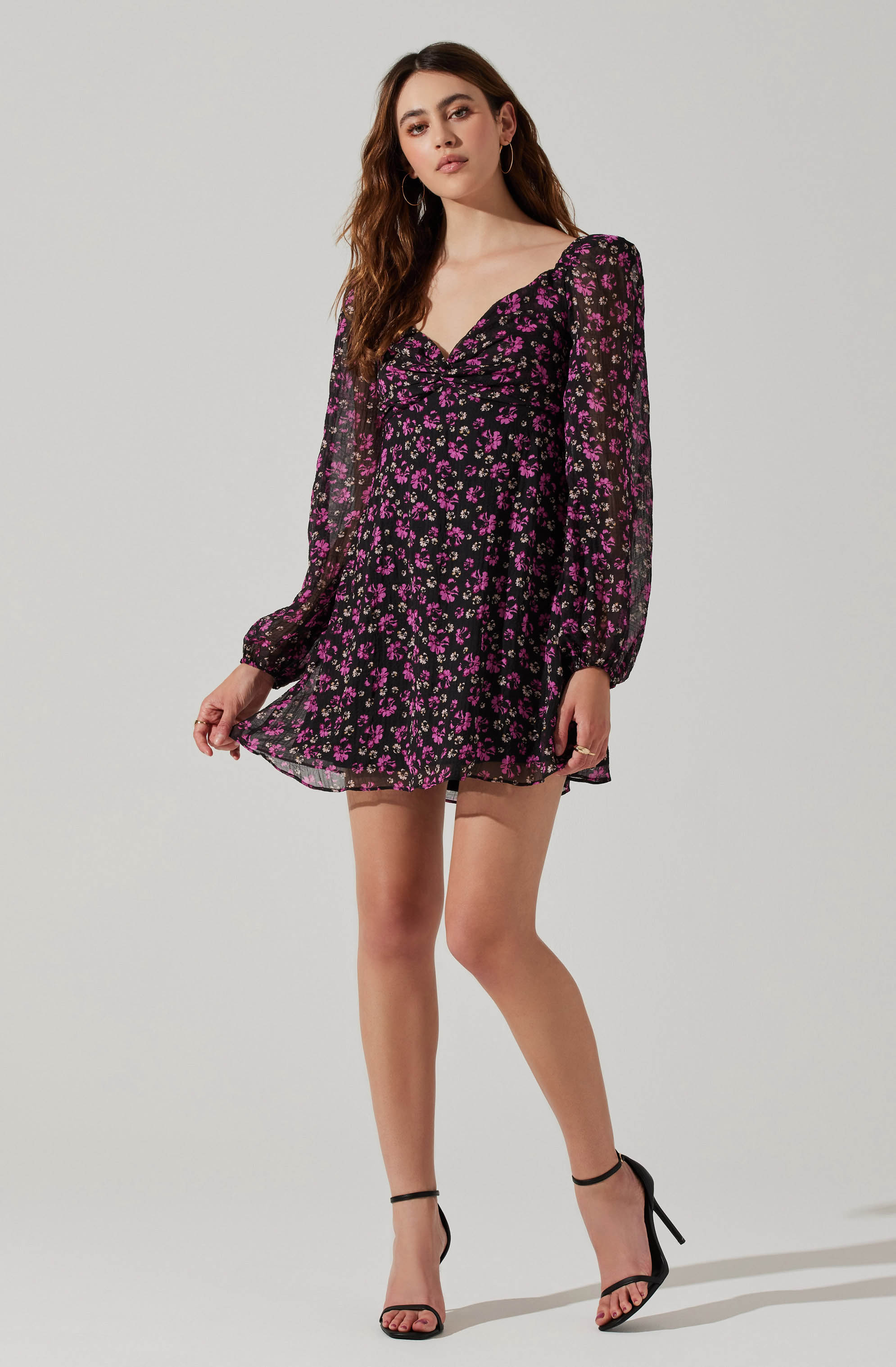 Long Sleeve A-line Mini Dress-Aljck