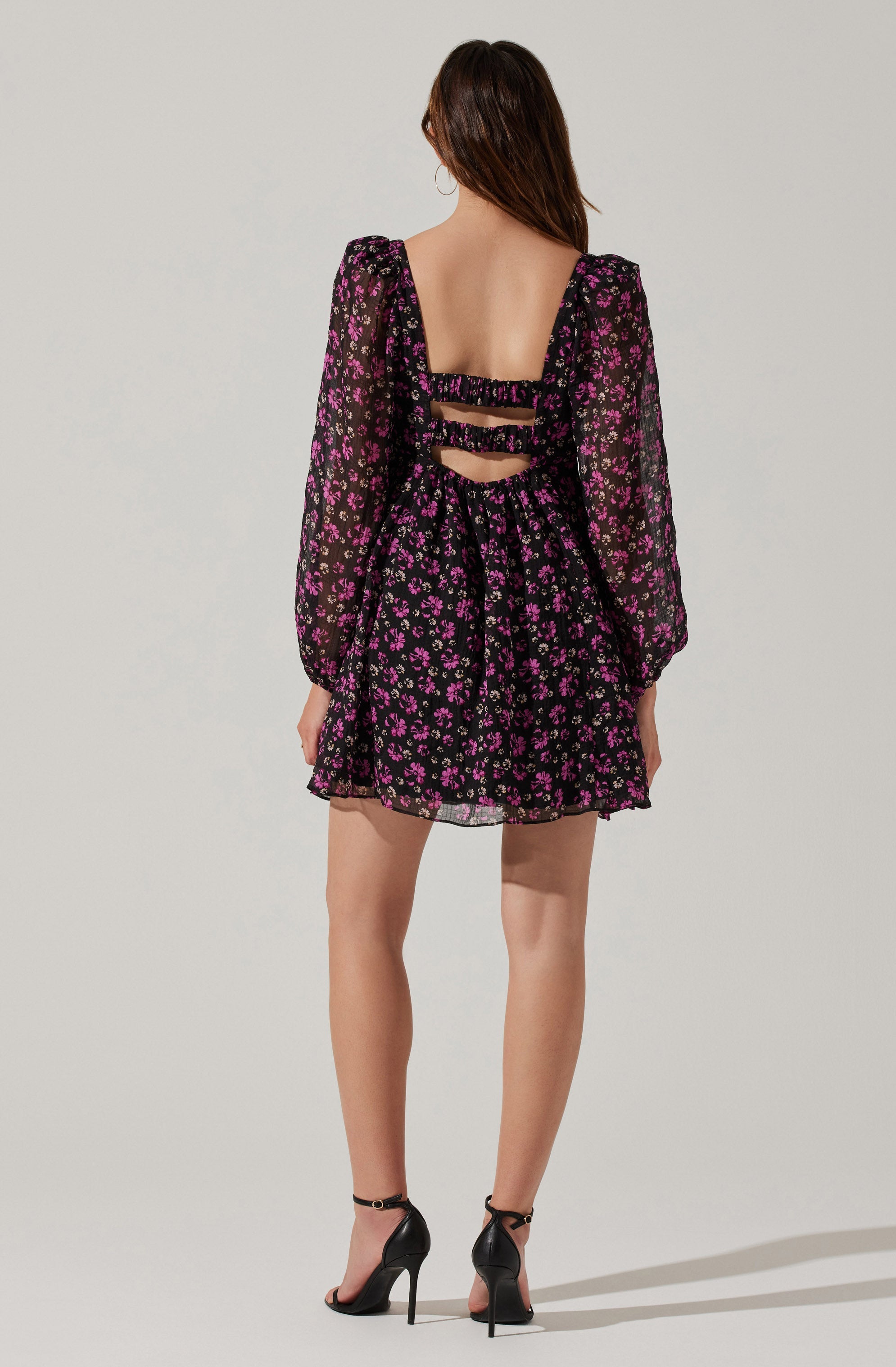 Long Sleeve A-line Mini Dress-Aljck