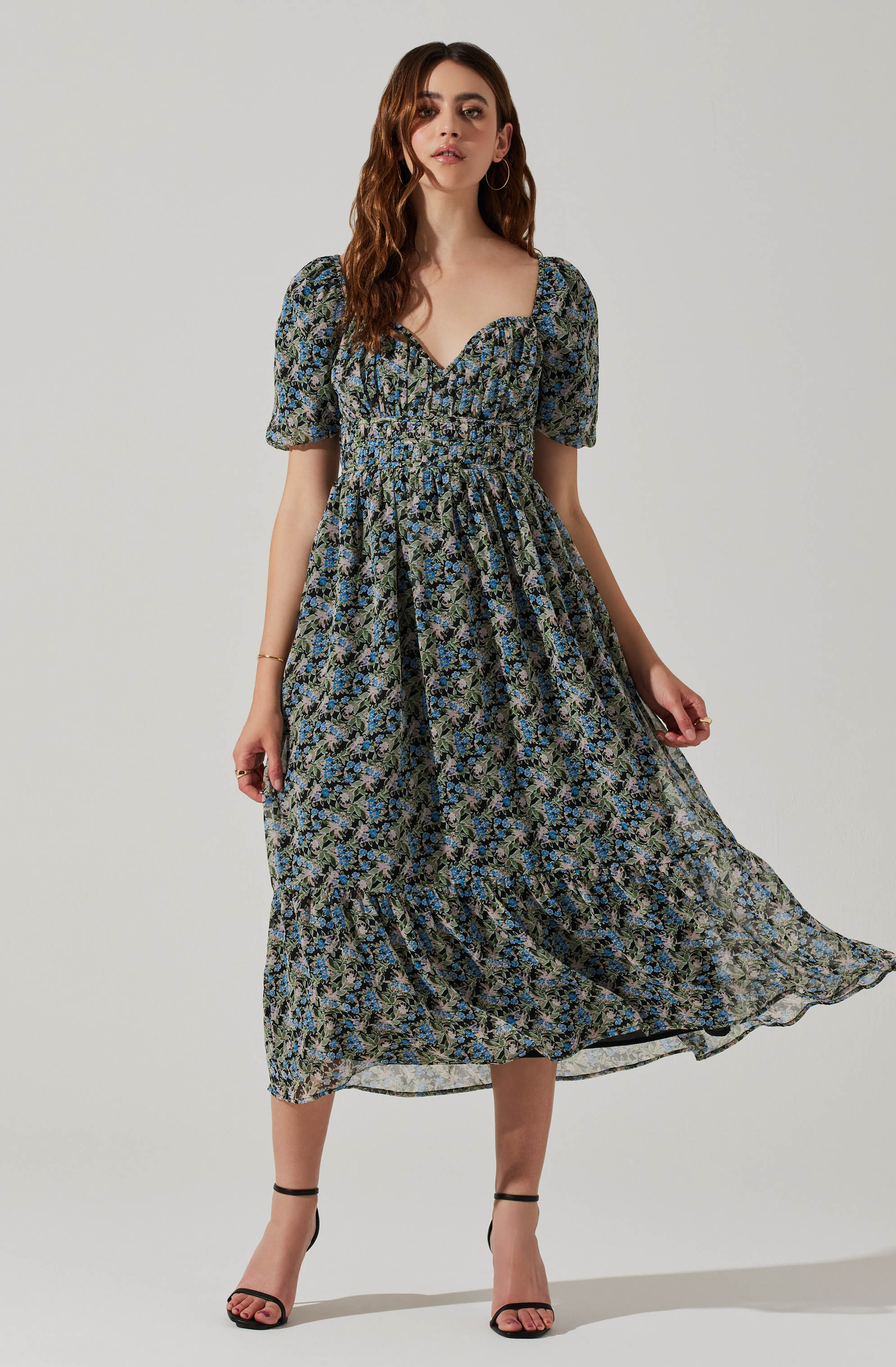 V-wire Sweetheart A-line Midi Dress-Aljck