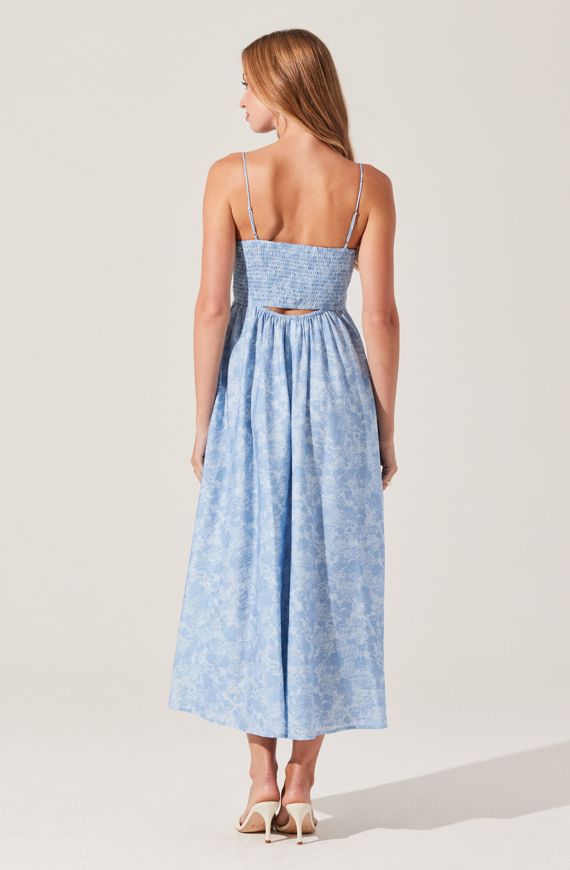 Front Cutout Floral Midi Dress-Aljck