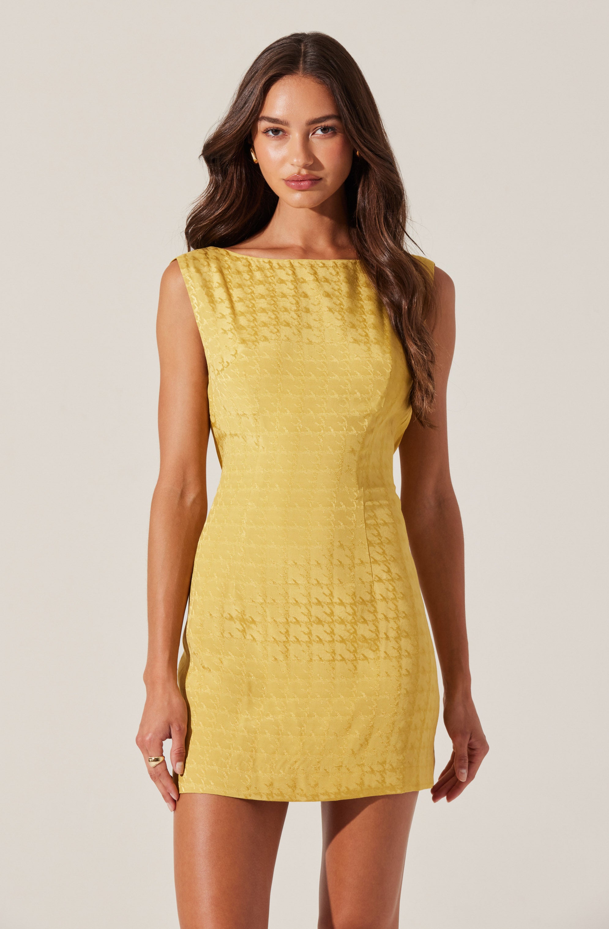 Open Cowl Back Mini Dress-Aljck