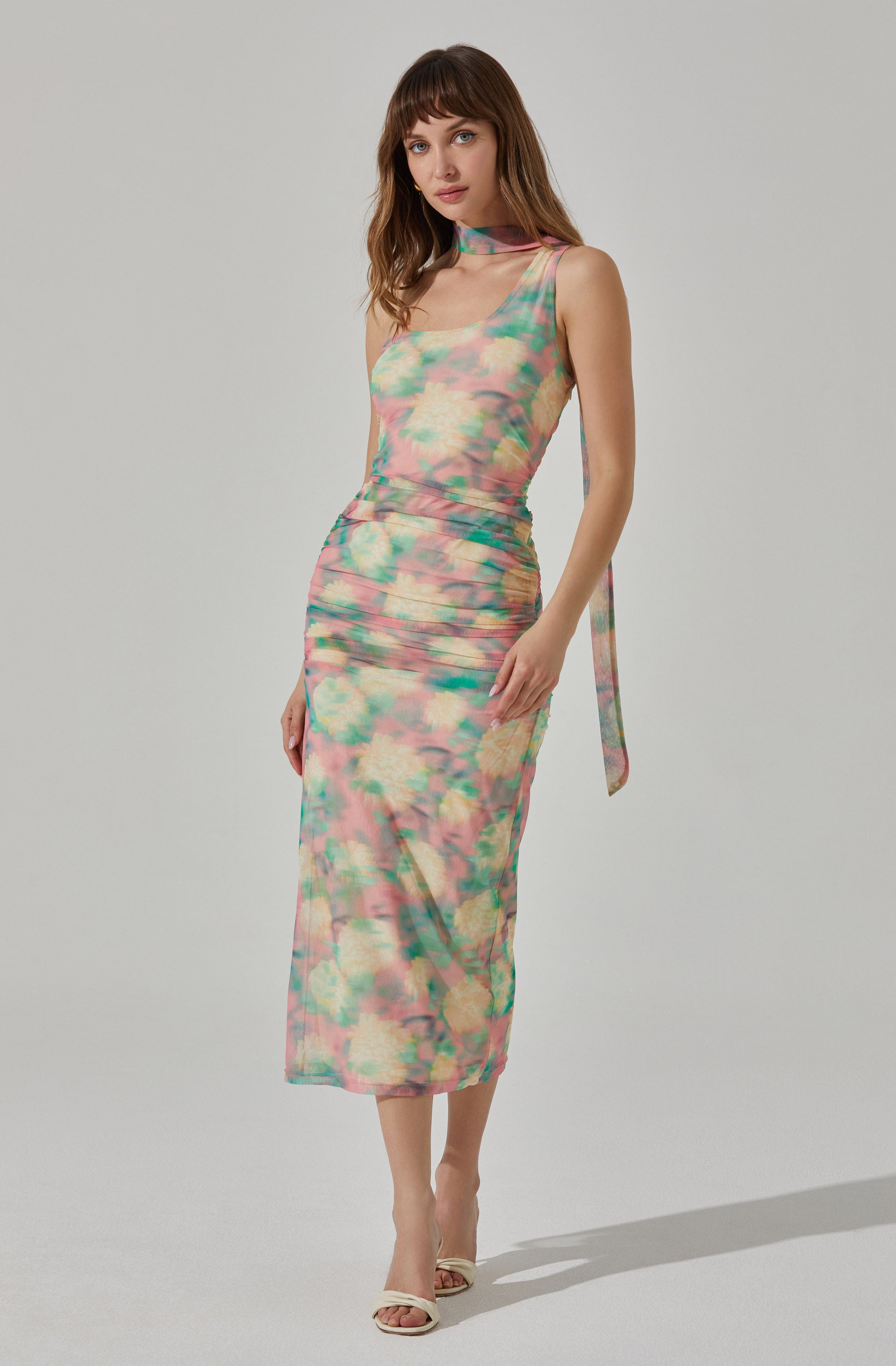 One Shoulder Neck-Tie Dress-Aljck