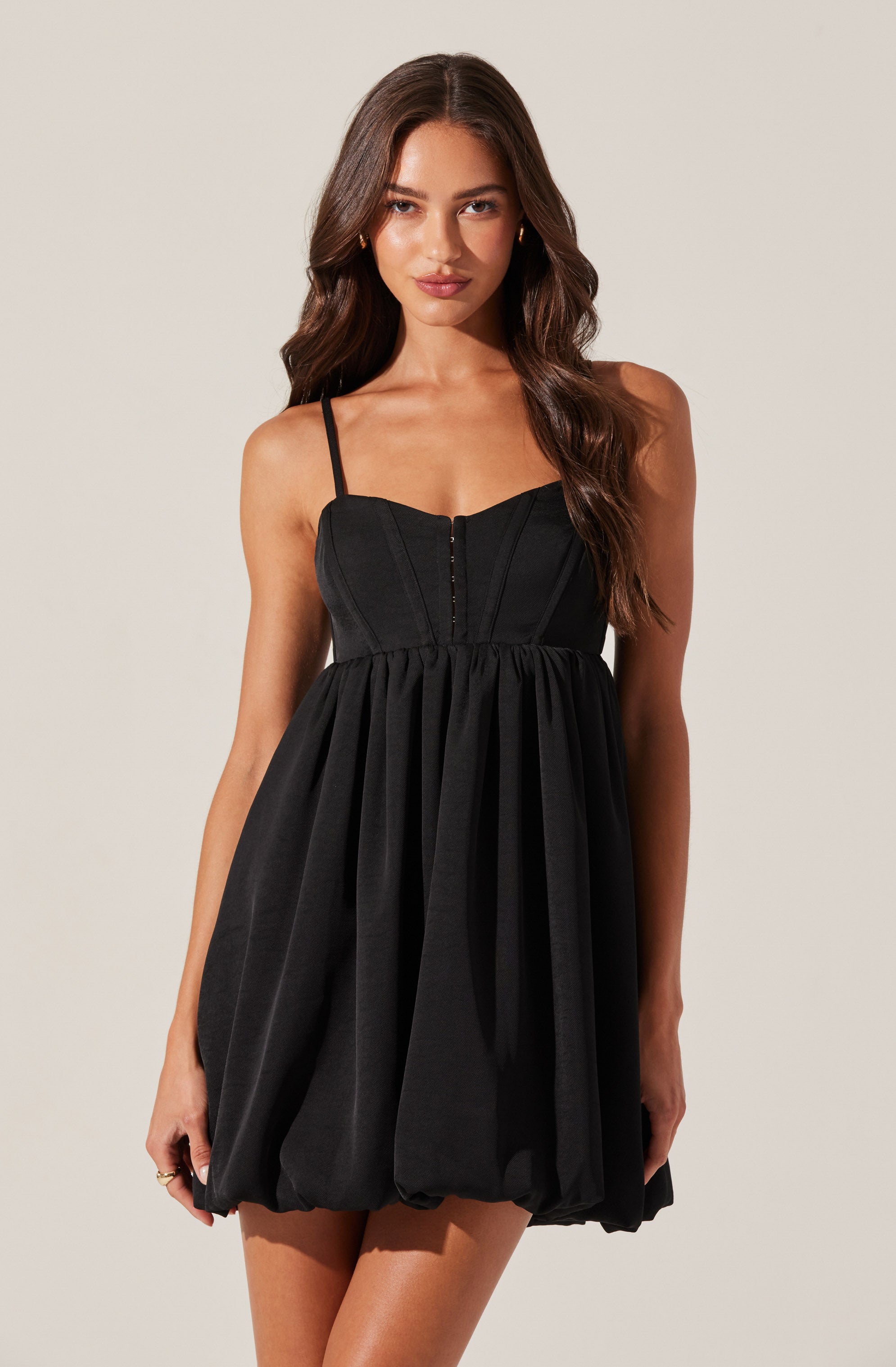 Bustier Bubble Hem Mini Dress-Aljck