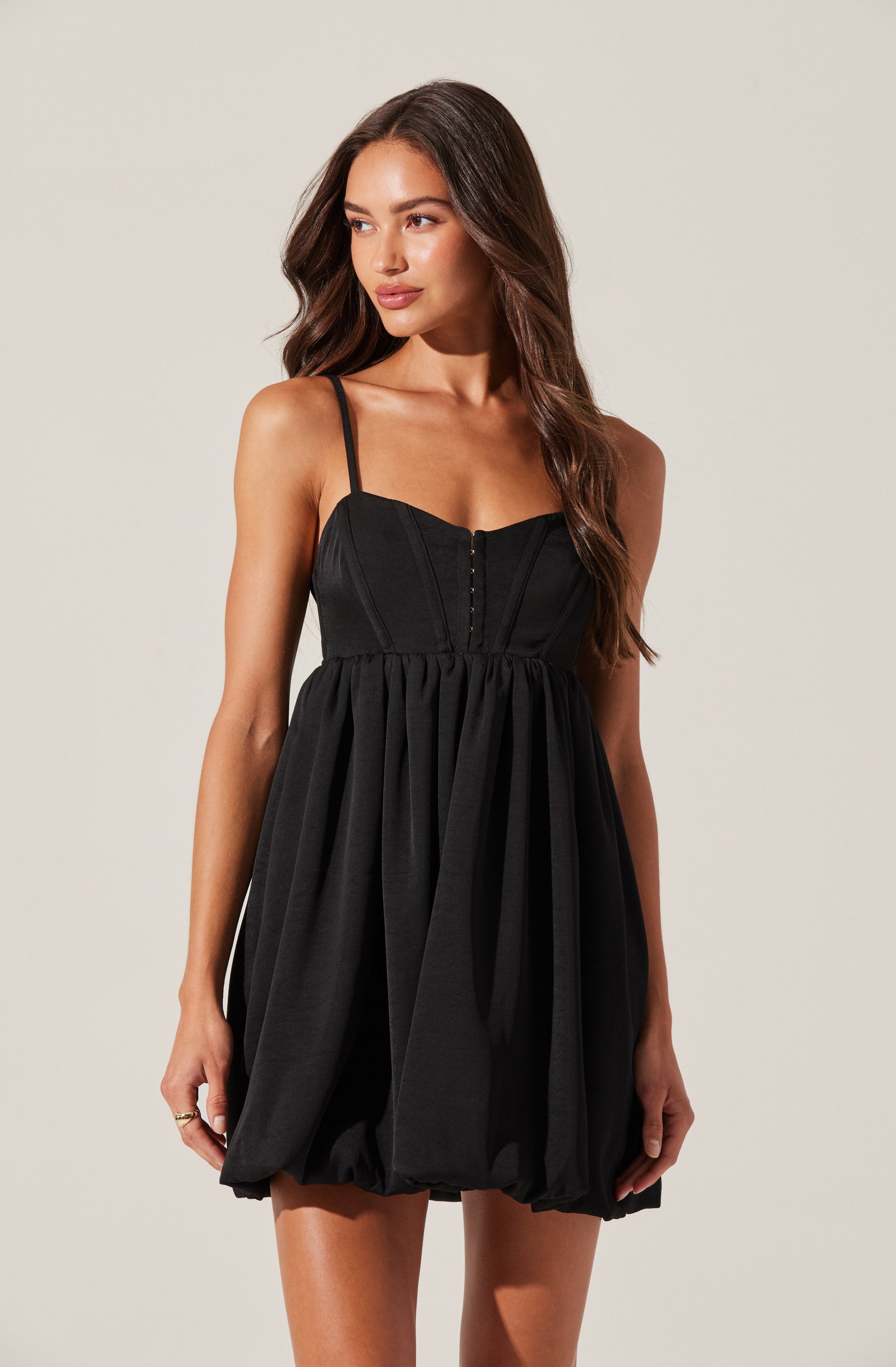 Bustier Bubble Hem Mini Dress-Aljck