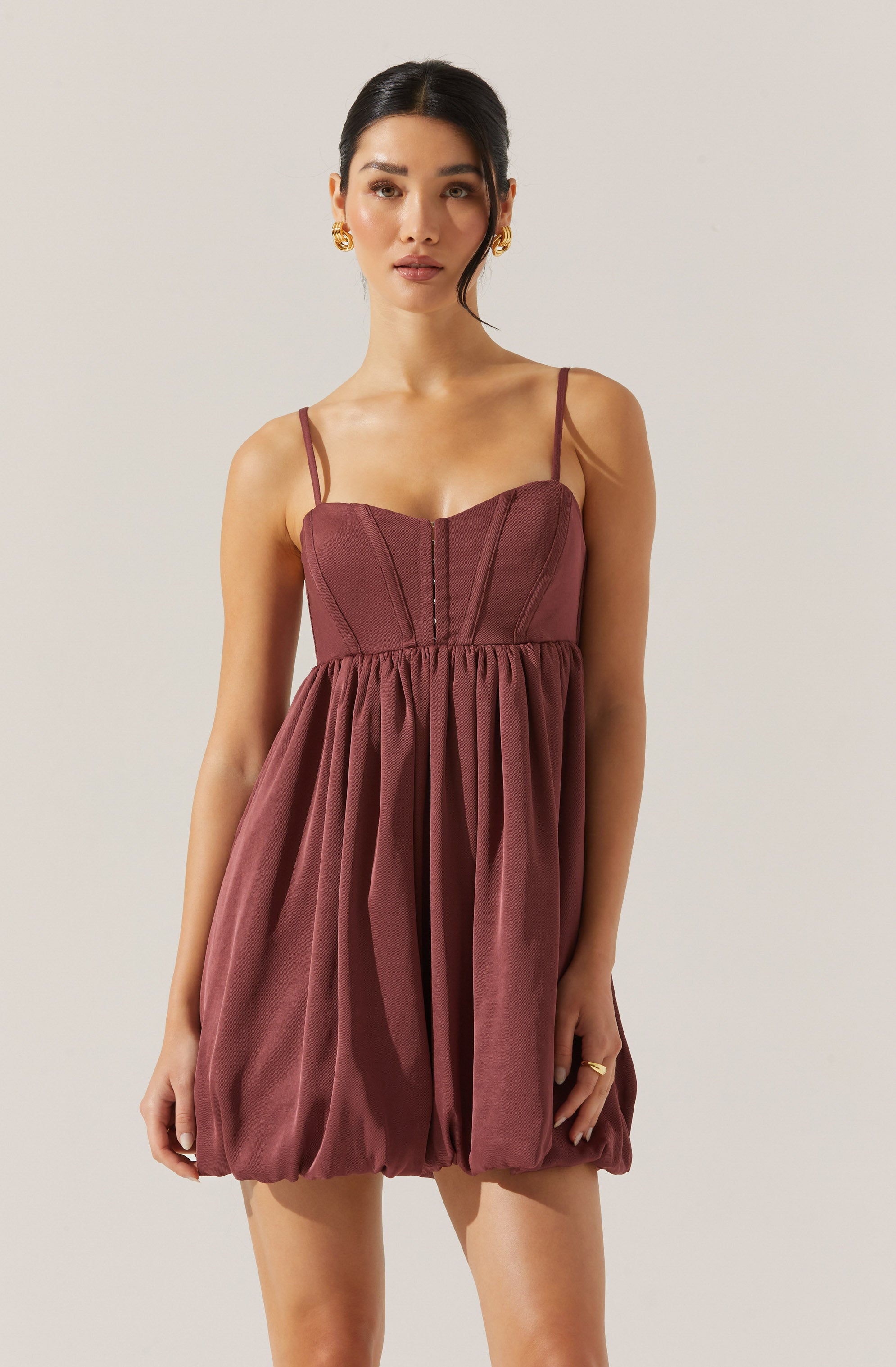 Bustier Bubble Hem Mini Dress-Aljck