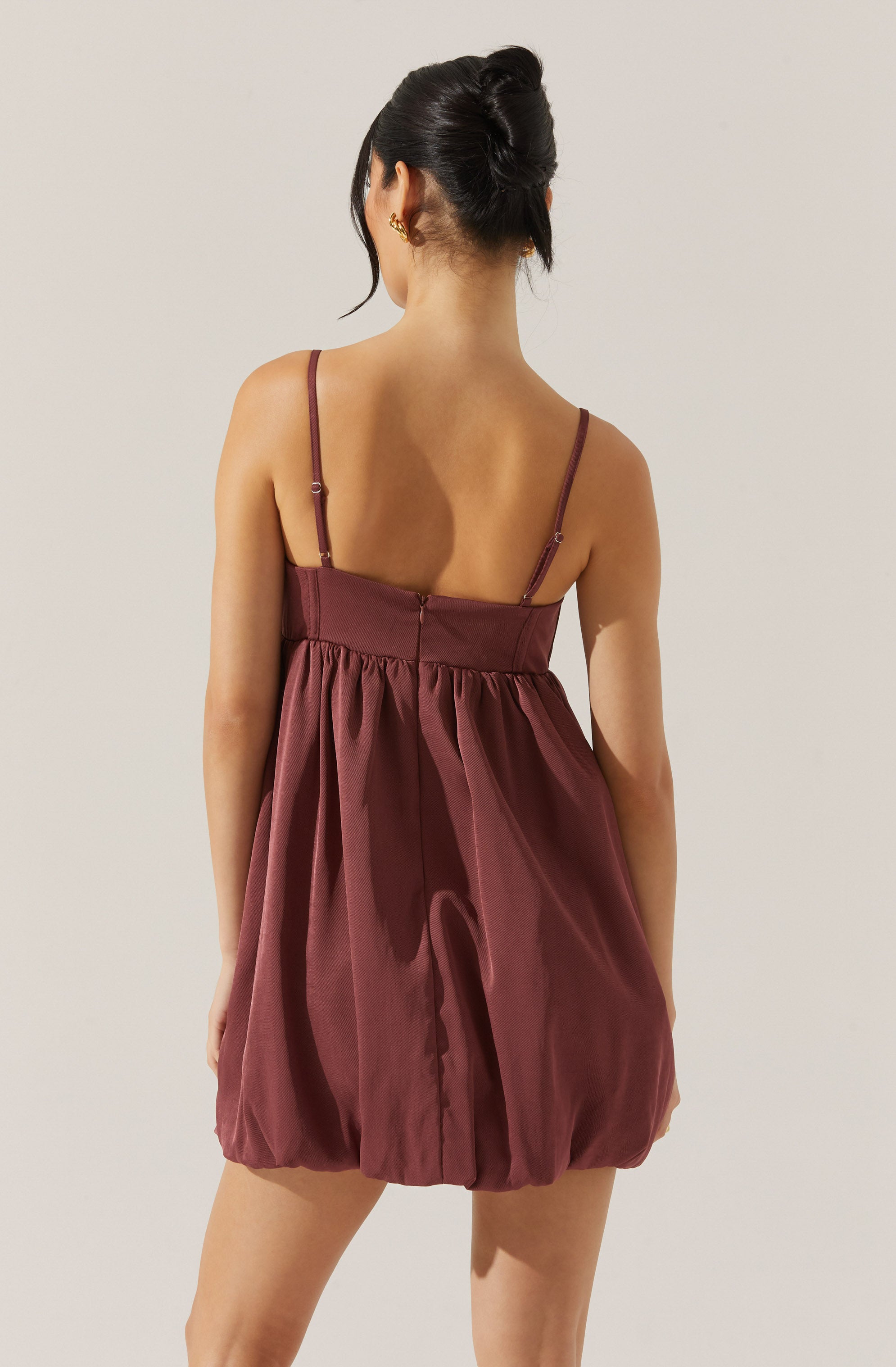 Bustier Bubble Hem Mini Dress-Aljck