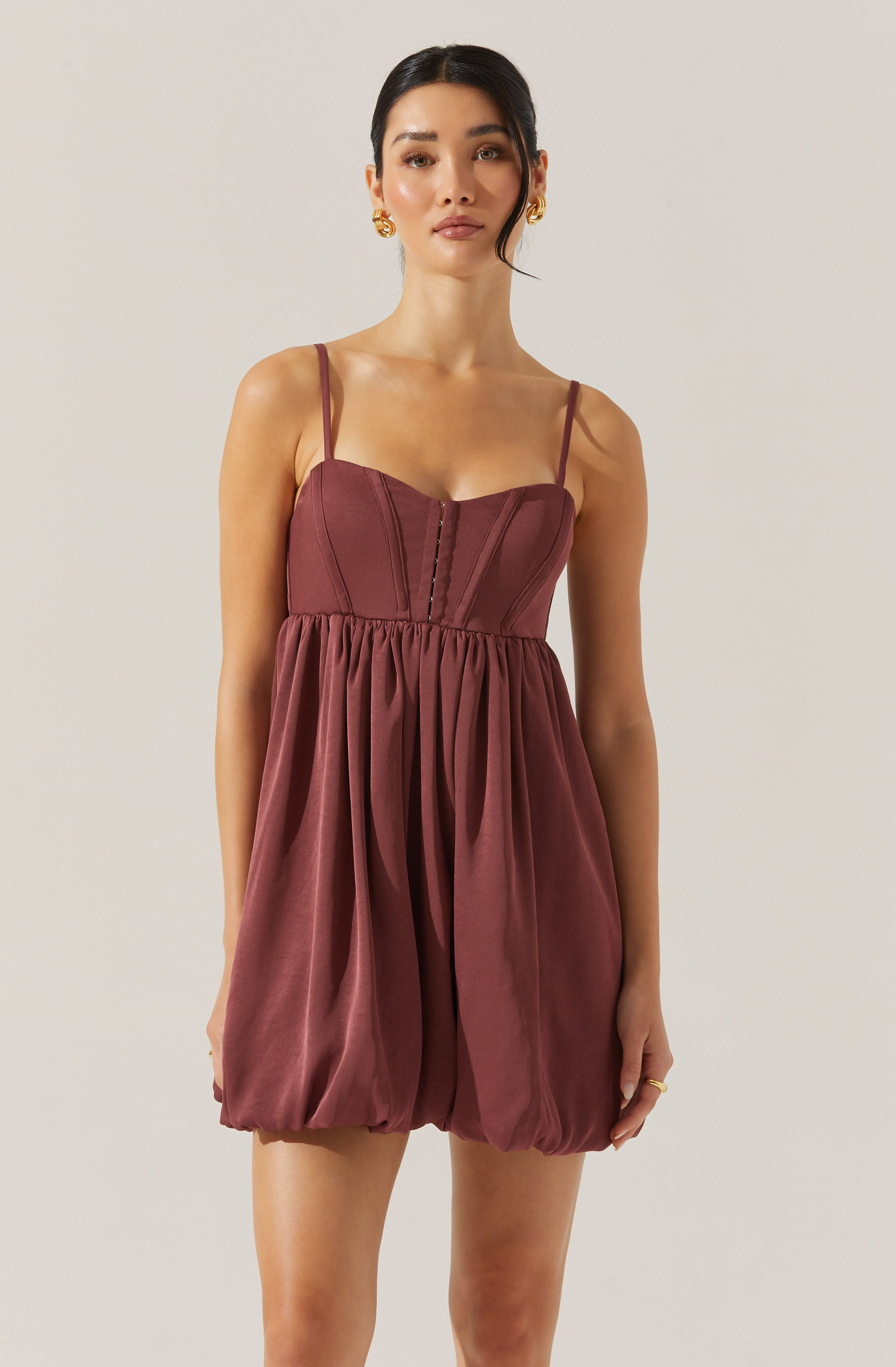 Bustier Bubble Hem Mini Dress-Aljck