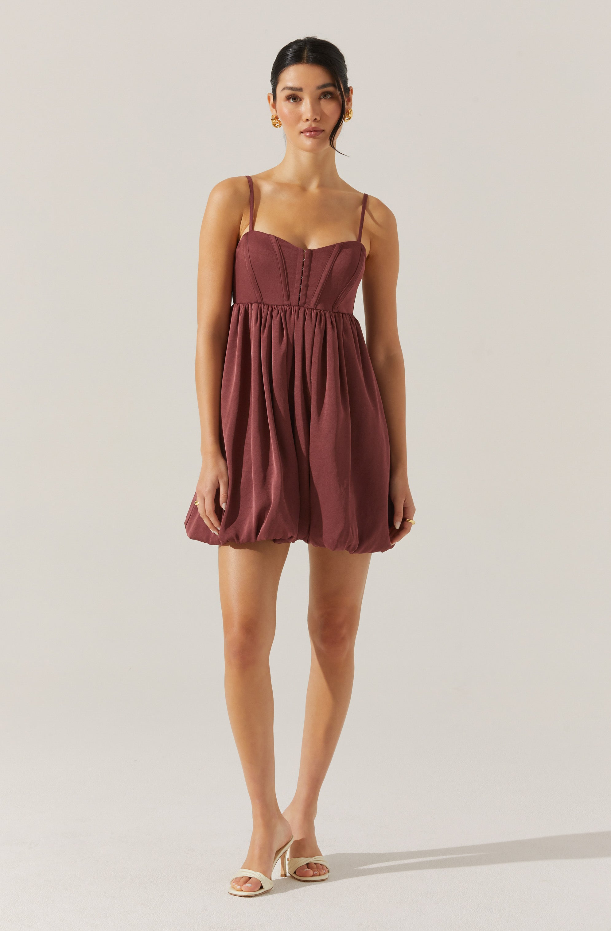 Bustier Bubble Hem Mini Dress-Aljck