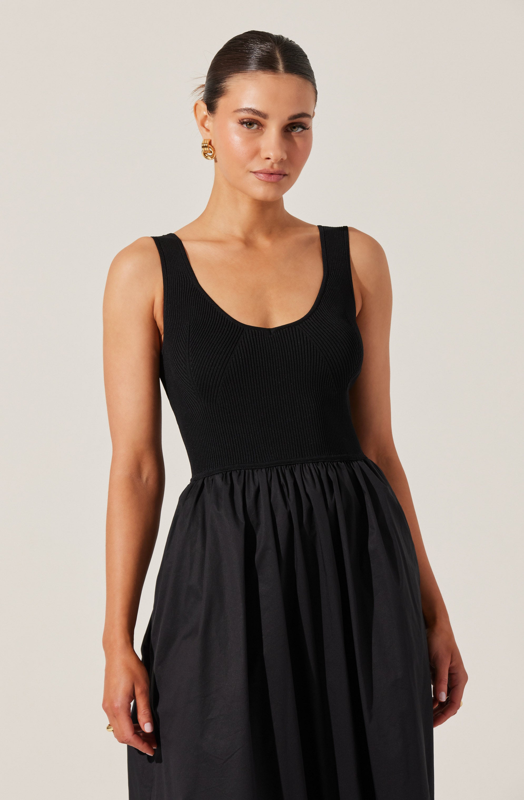 Mixed Media Midi Dress-Aljck