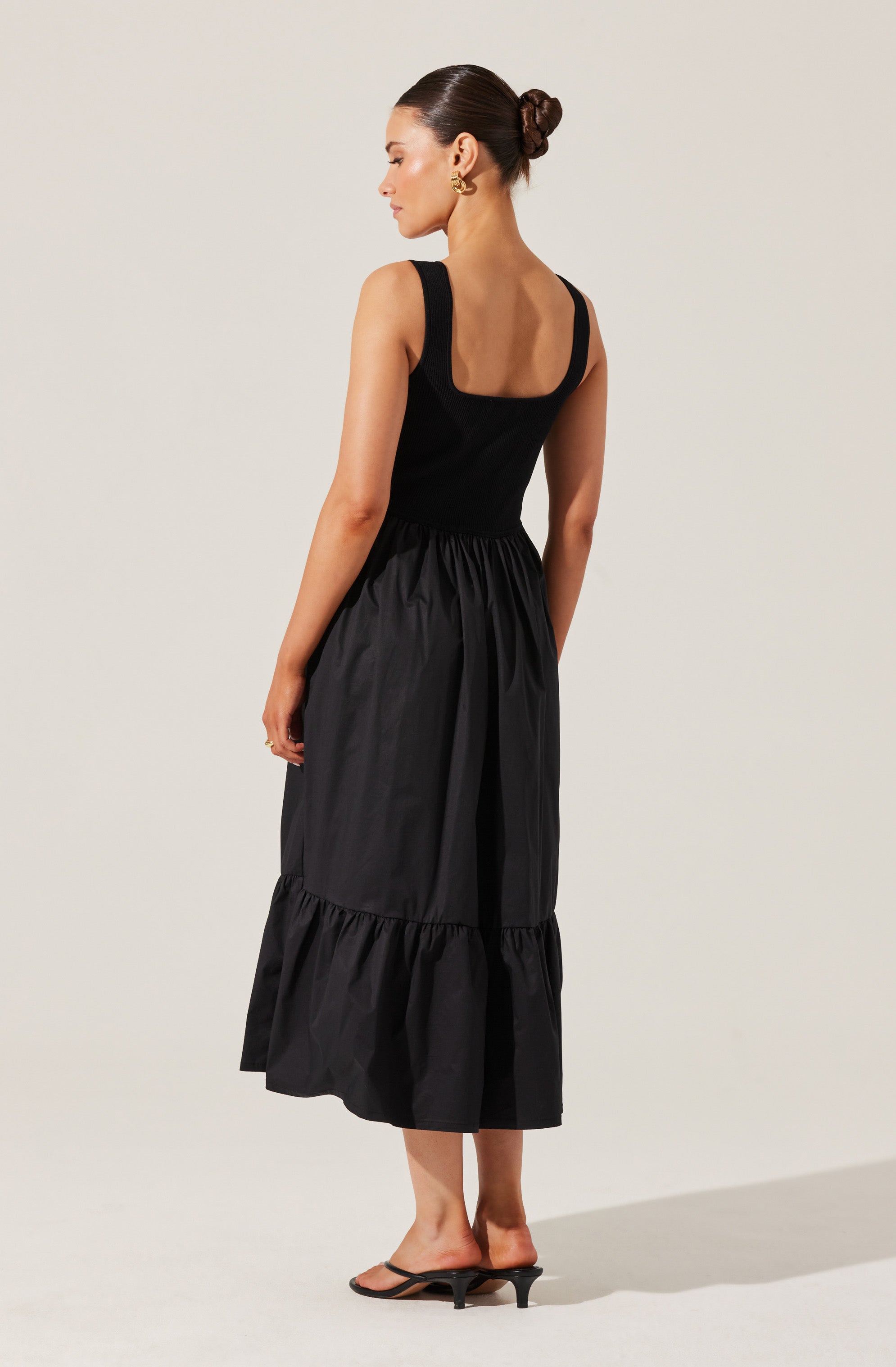 Mixed Media Midi Dress-Aljck