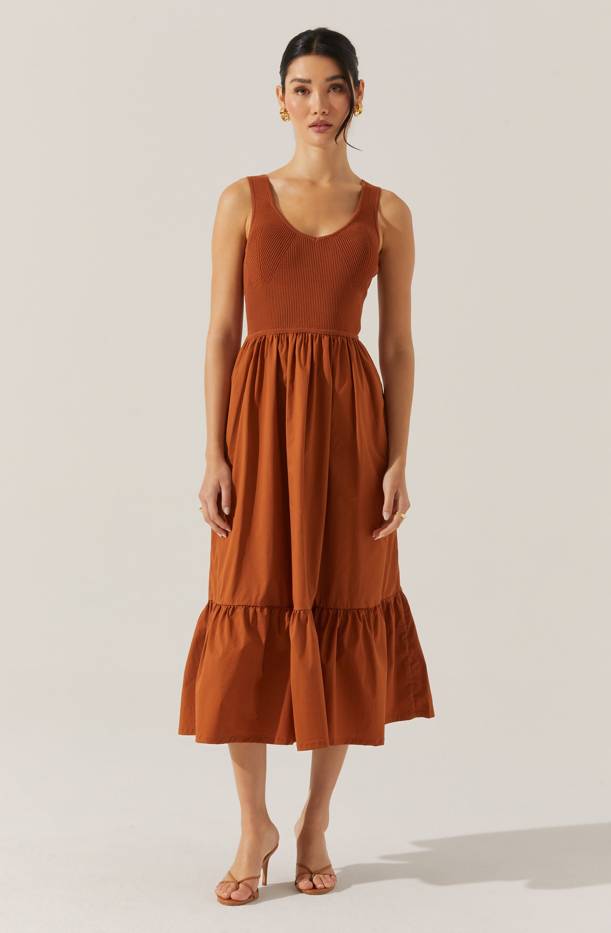 Mixed Media Midi Dress-Aljck