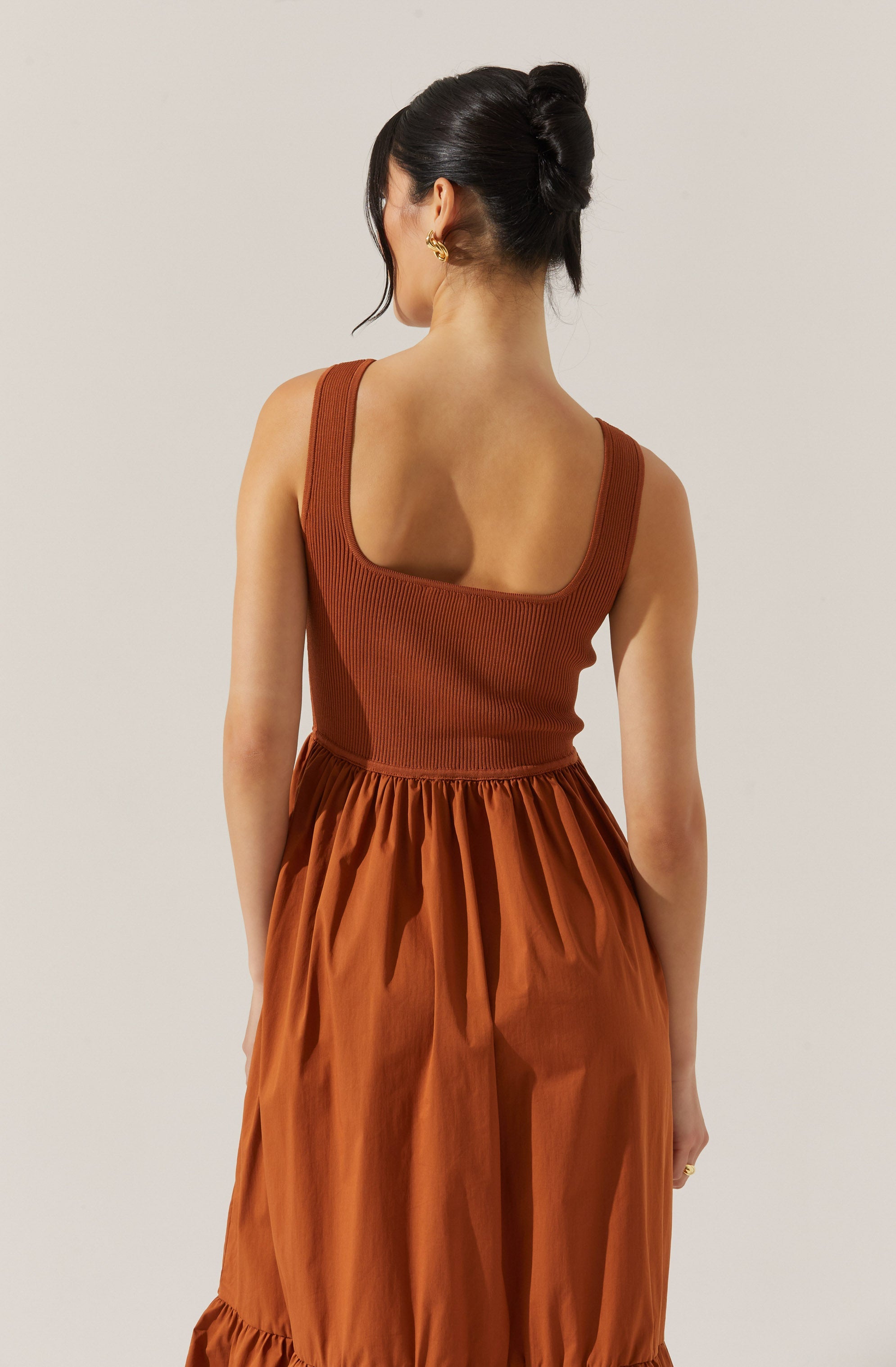 Mixed Media Midi Dress-Aljck