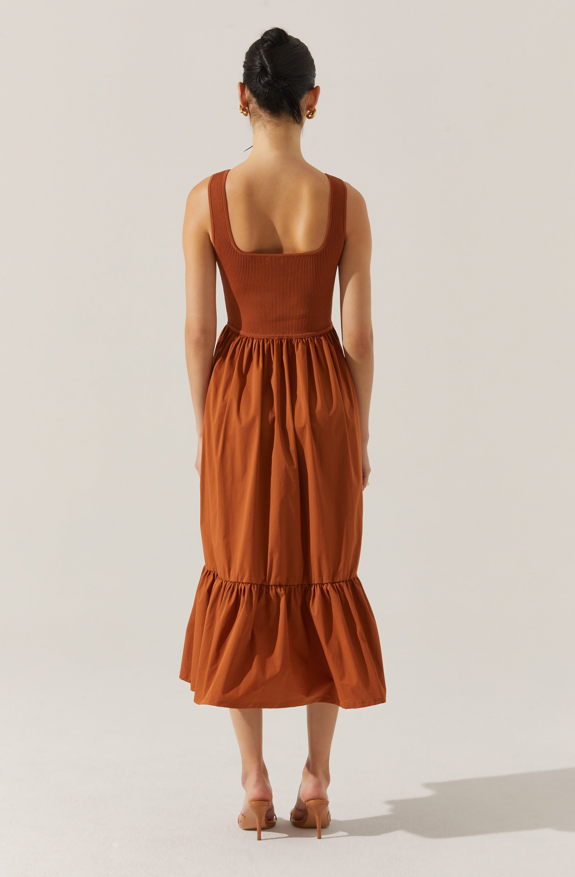 Mixed Media Midi Dress-Aljck