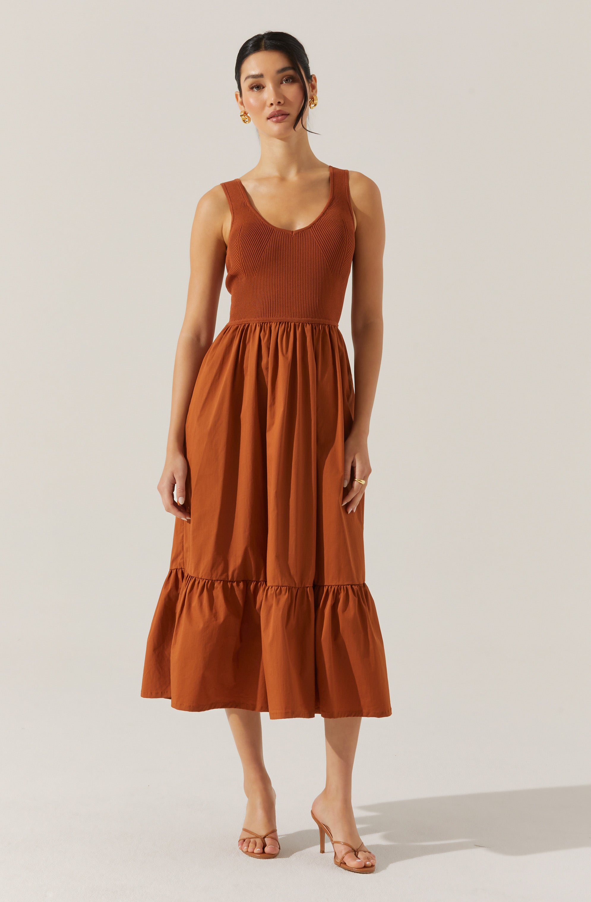 Mixed Media Midi Dress-Aljck