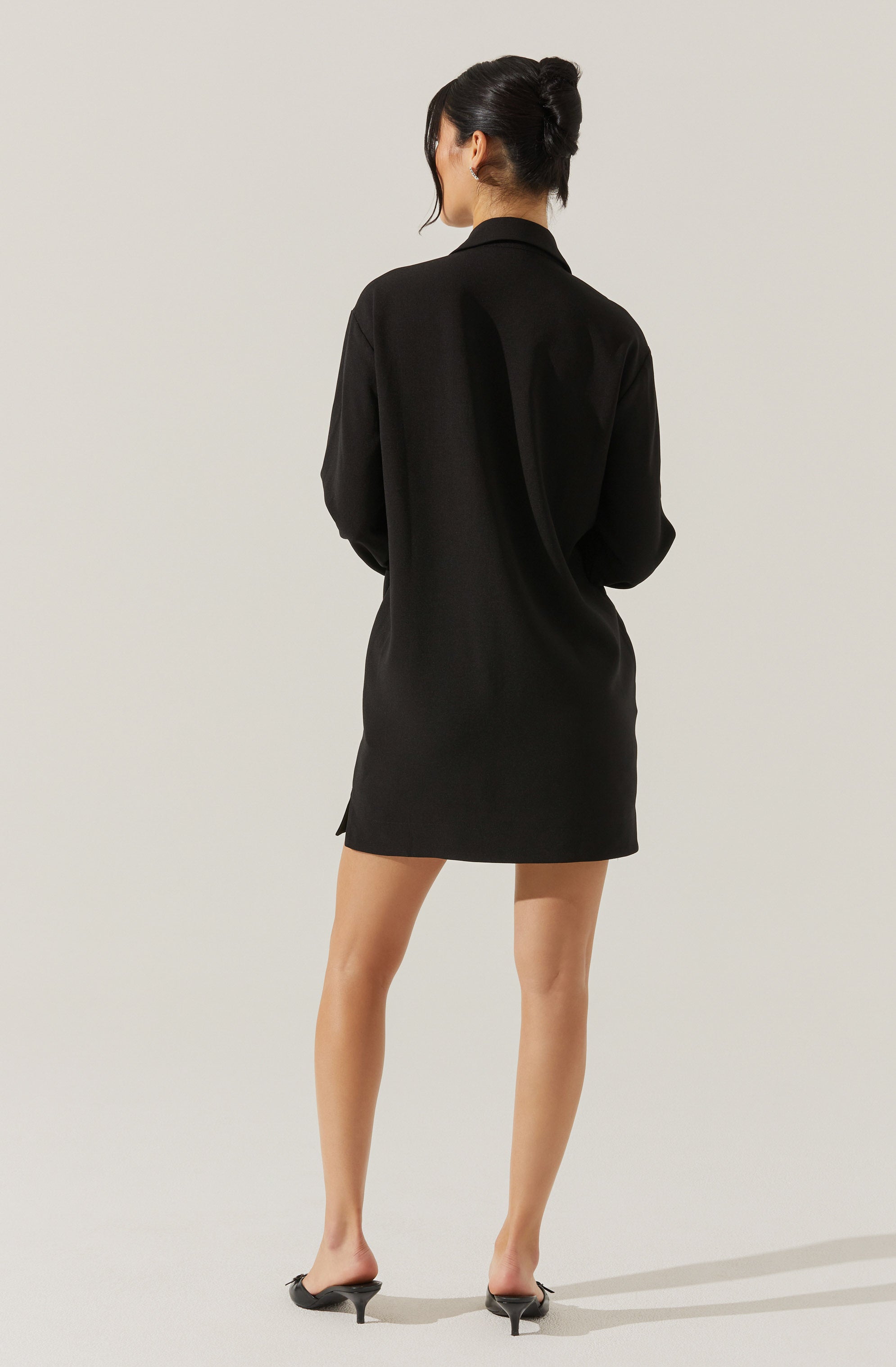 V-Neck Woven Mini Dress-Aljck