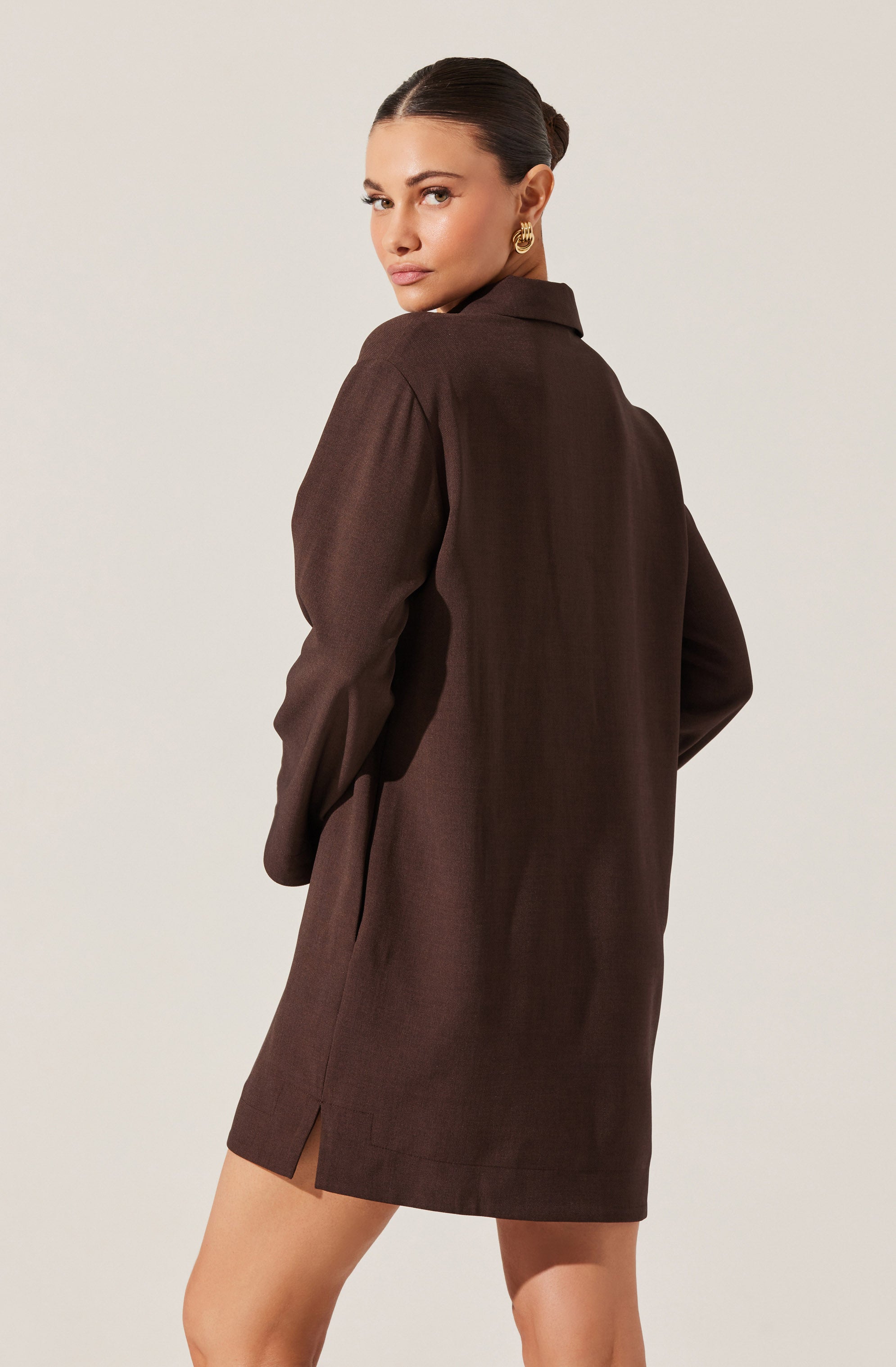 V-Neck Woven Mini Dress-Aljck