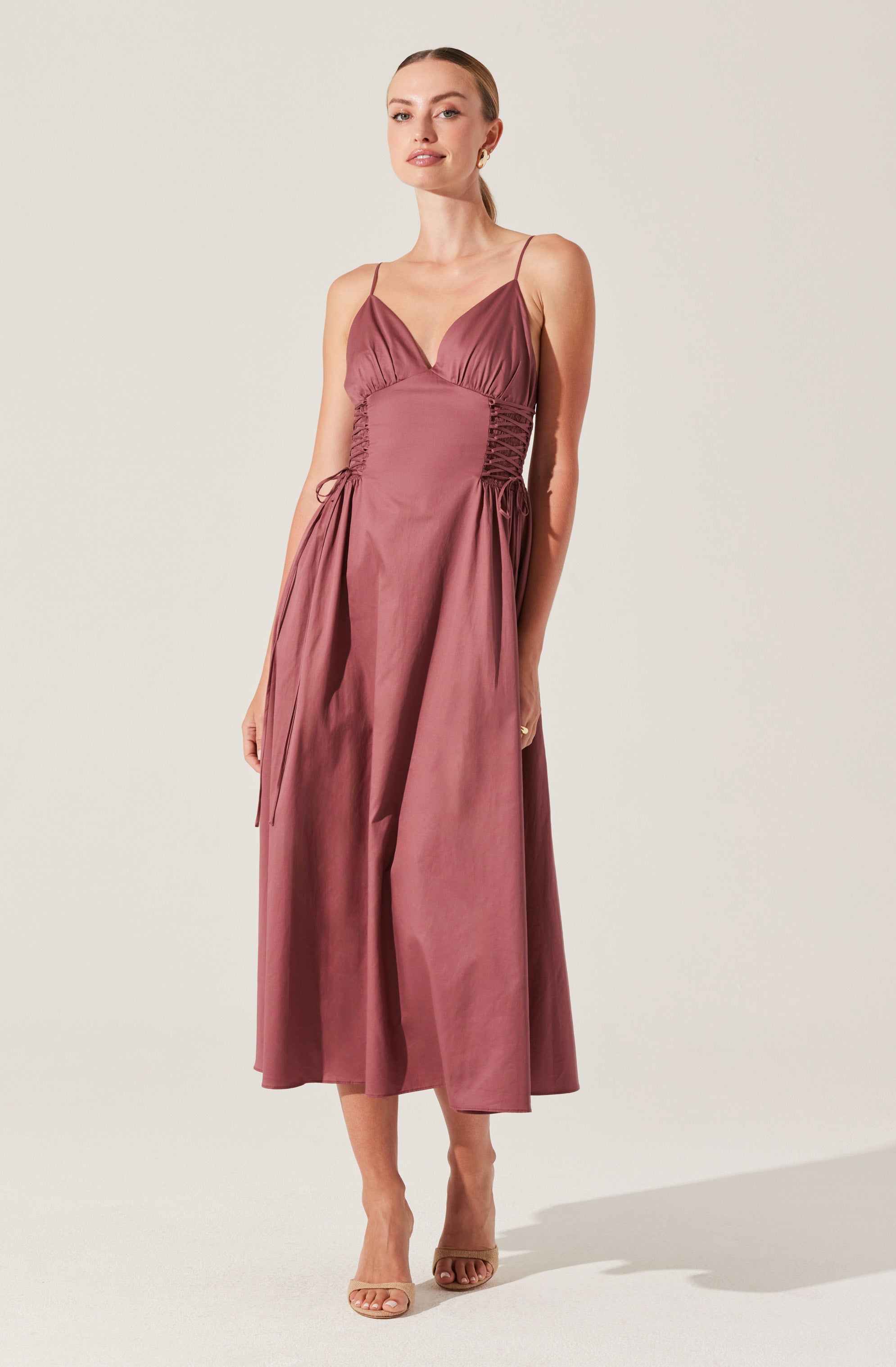 Corset Side Lace-up Poplin Dress-Aljck