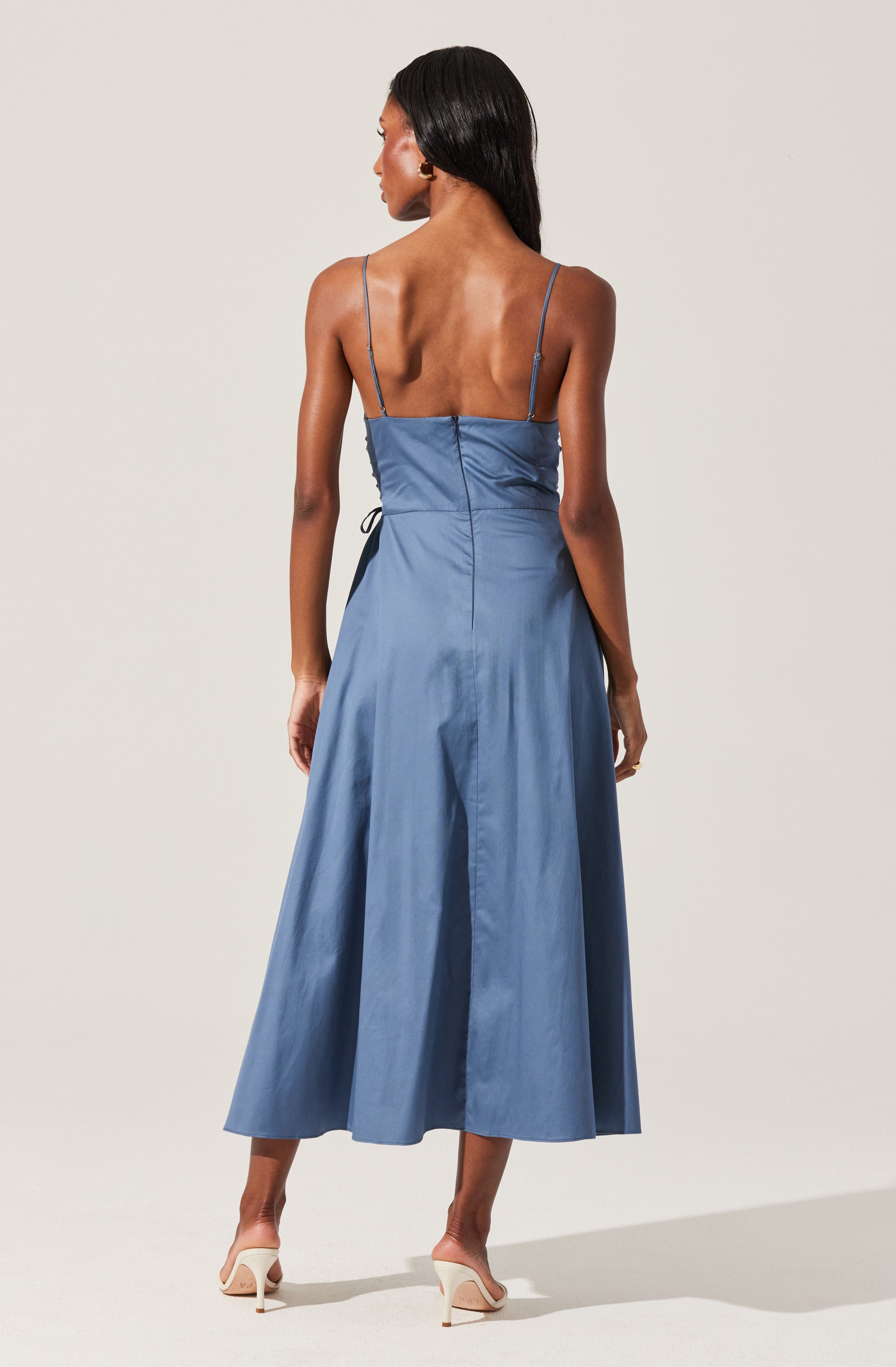 Corset Side Lace-up Poplin Dress-Aljck