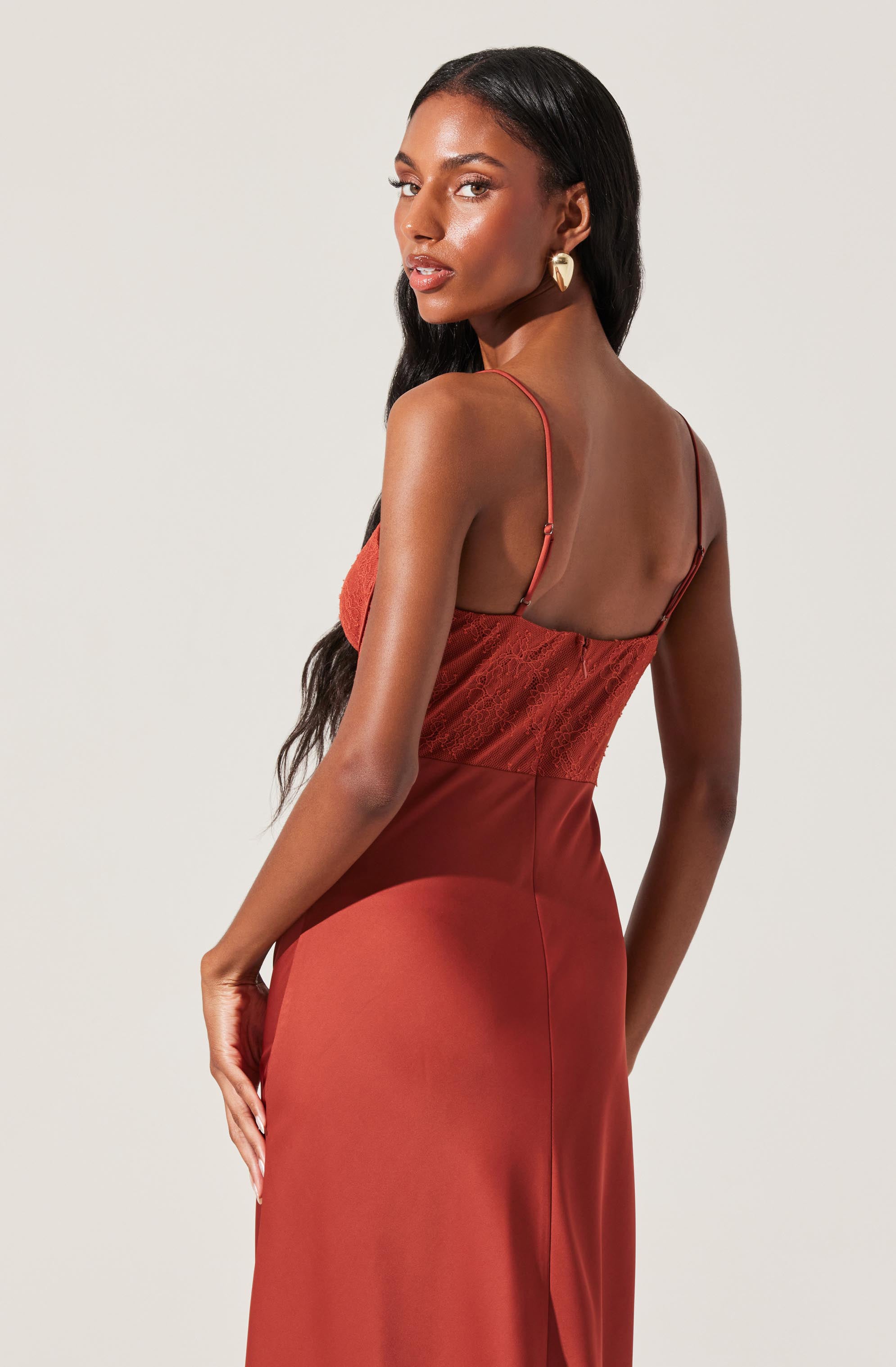 Lace Bustier Midi Dress-Aljck