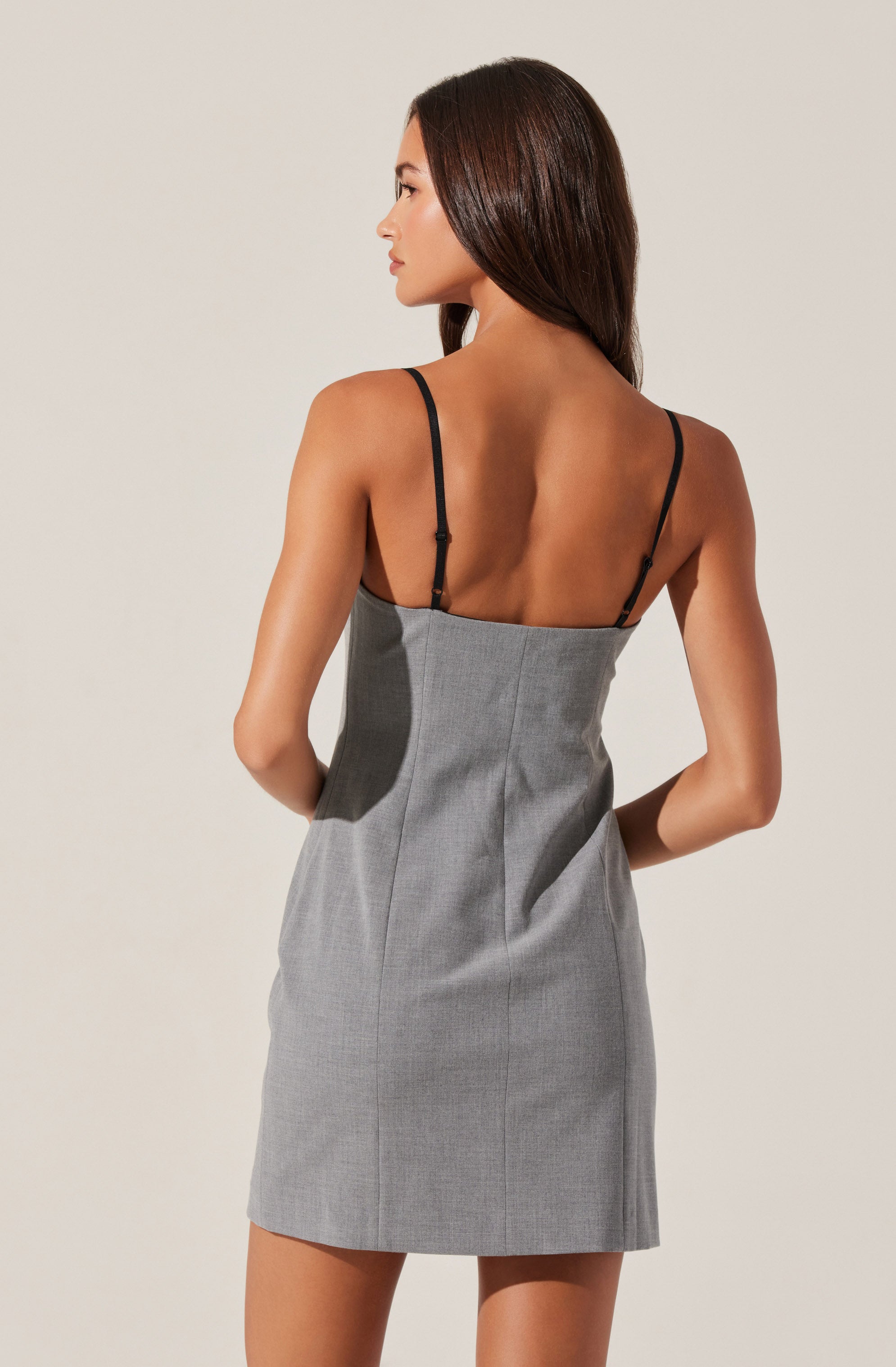 Tailored Lace Trim Mini Dress-Aljck