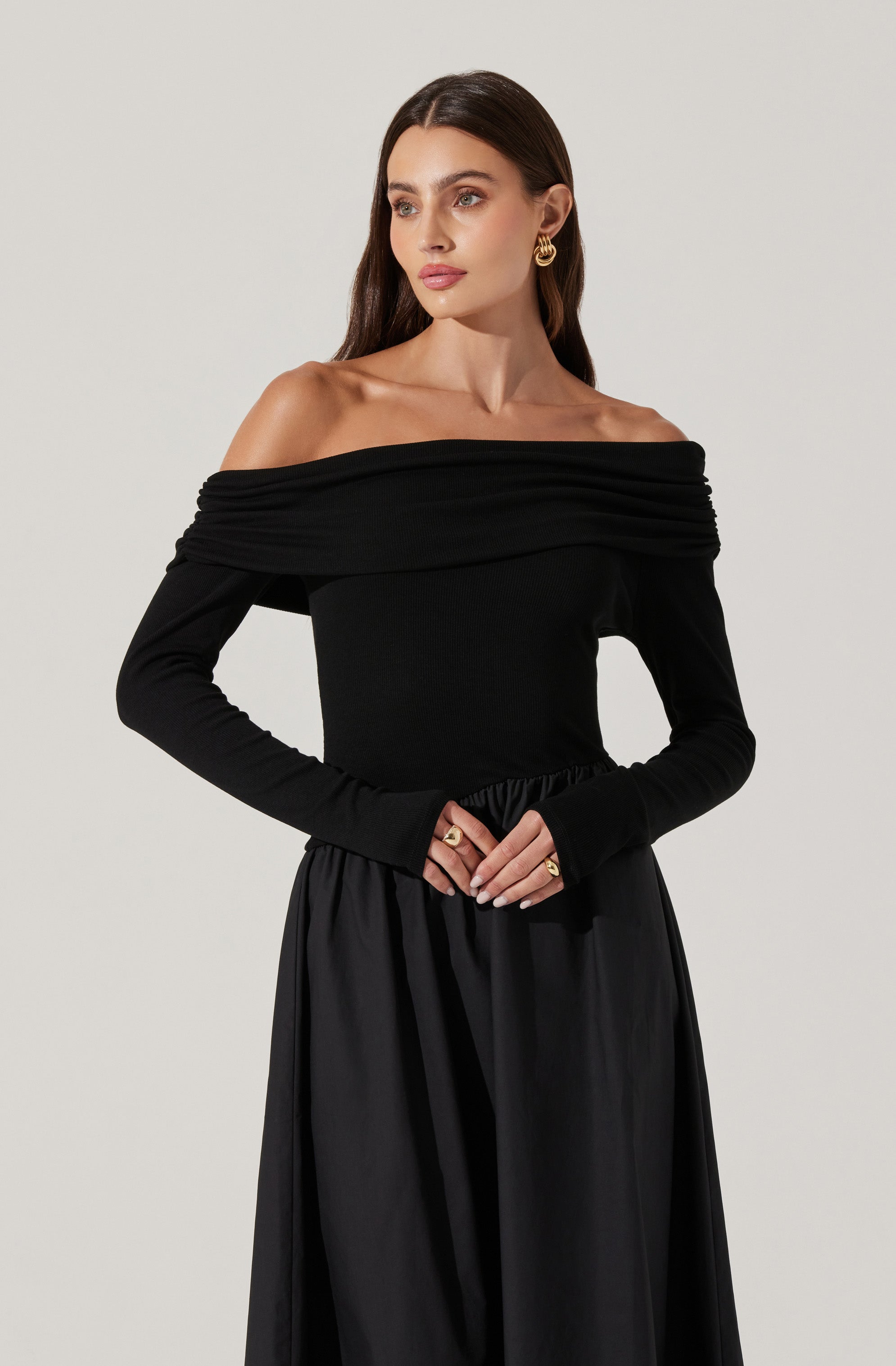 Ls off shoulder dress-Aljck