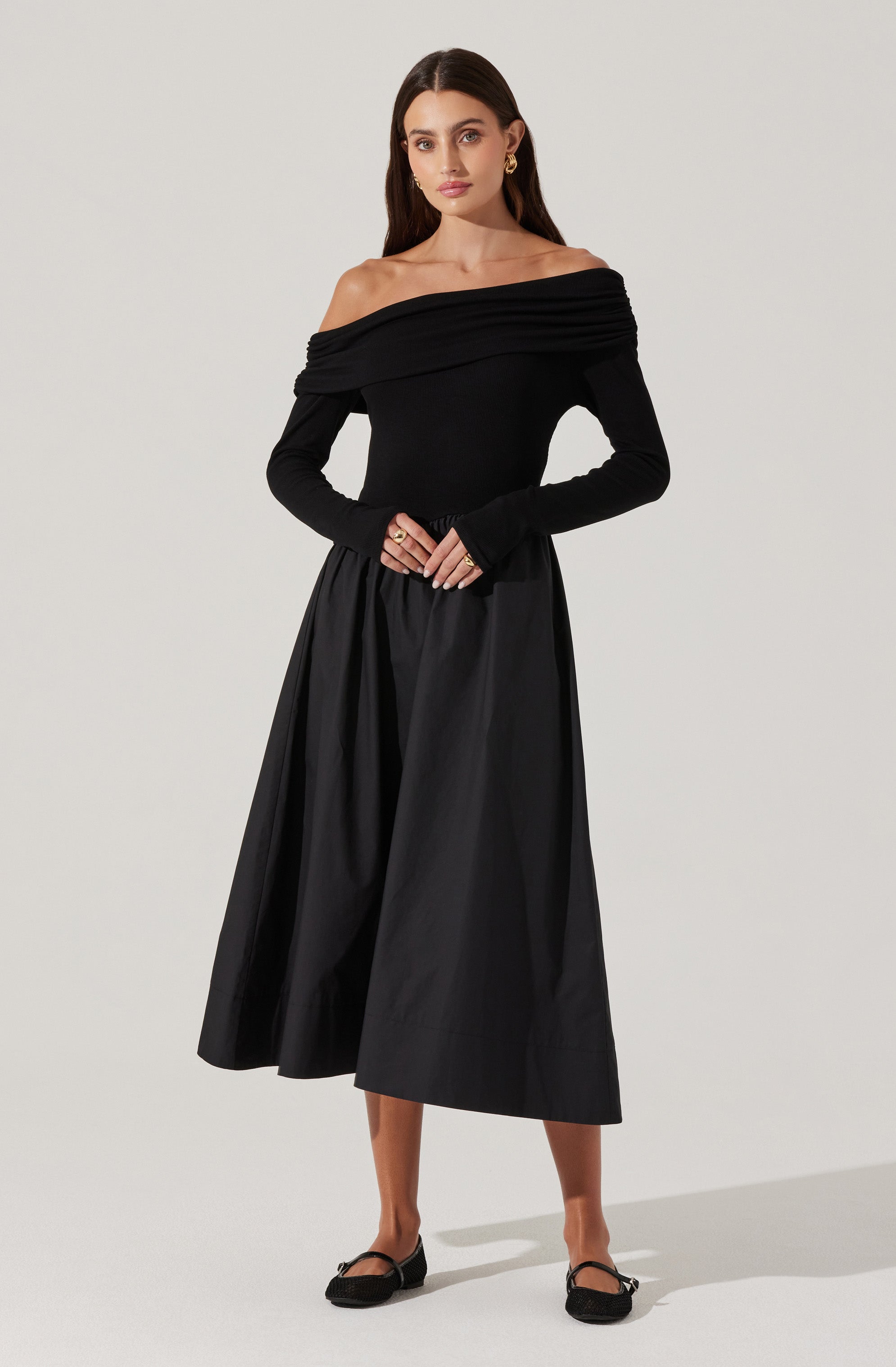 Ls off shoulder dress-Aljck