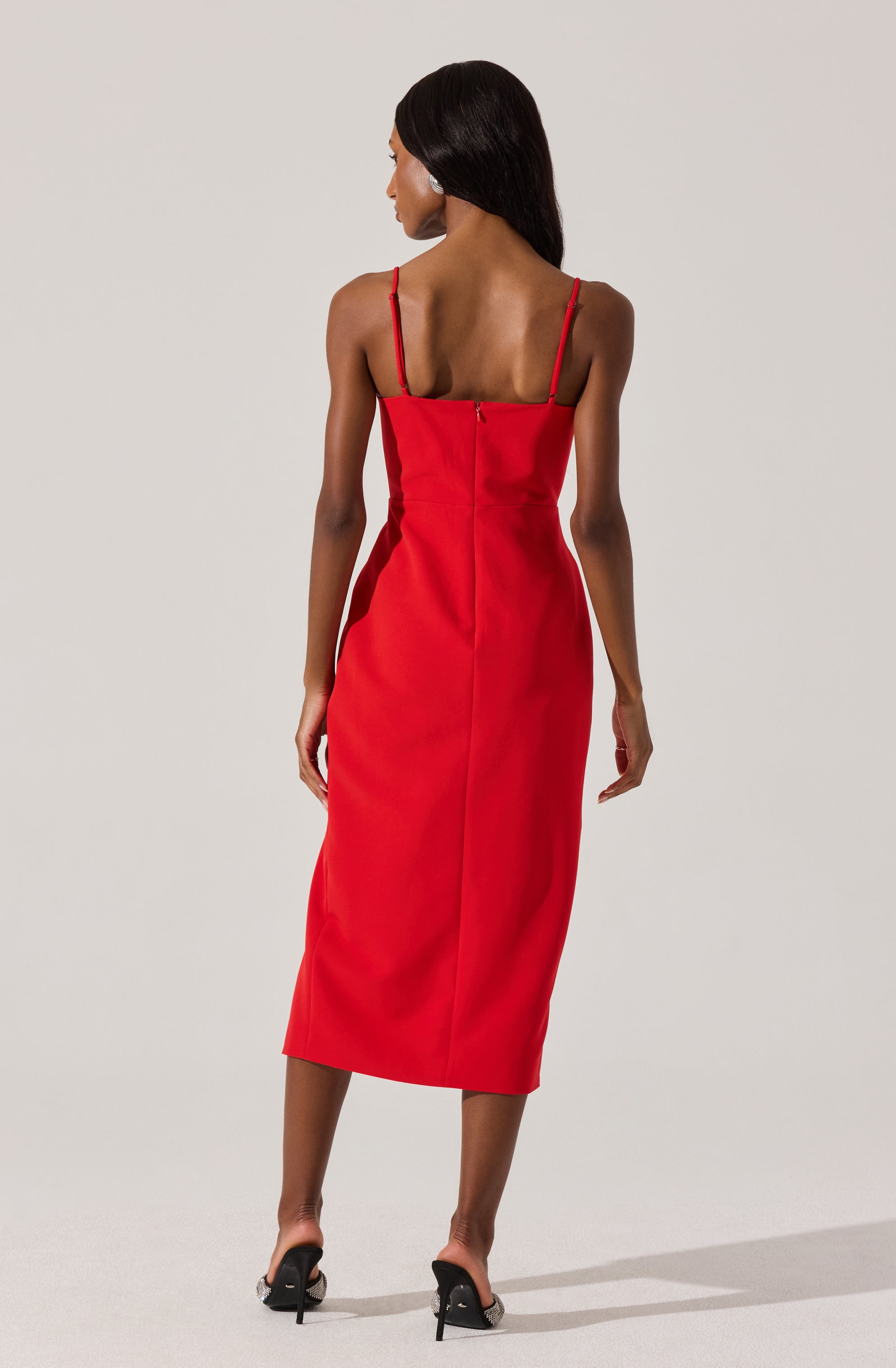 Embellished Bow Detail Midi Dress-Aljck