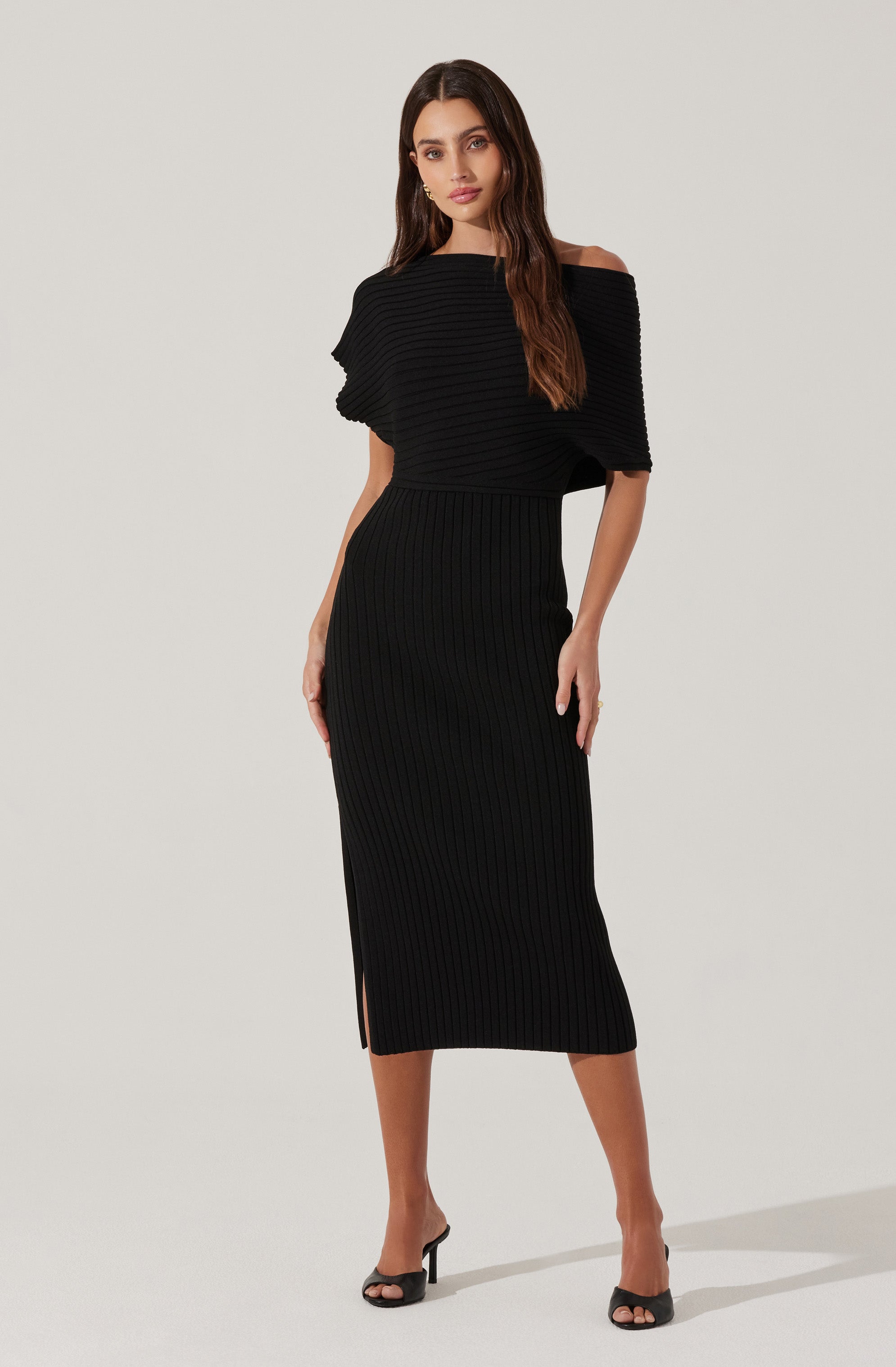 Wide ribbed sweater dress-Aljck