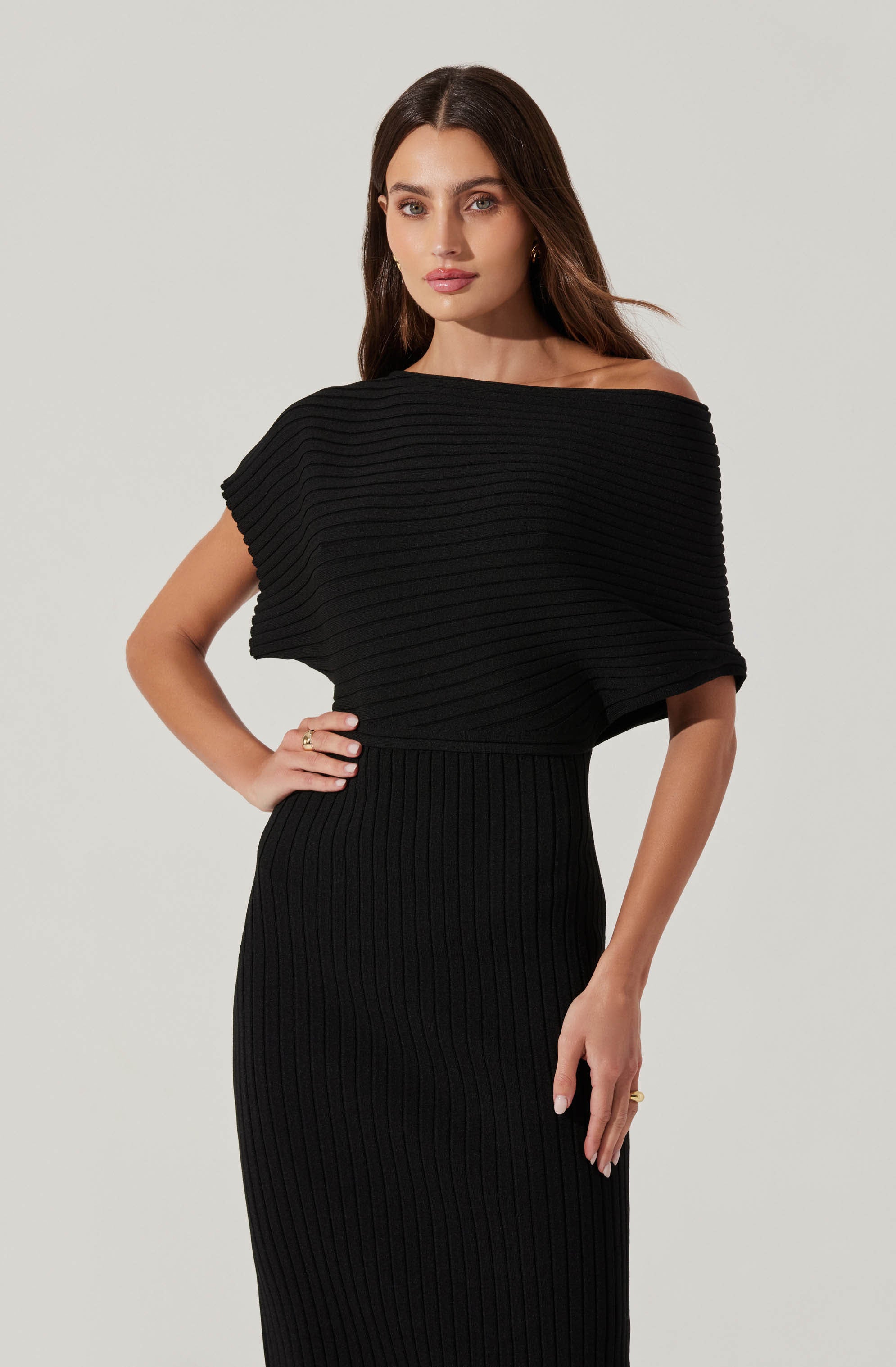 Wide ribbed sweater dress-Aljck