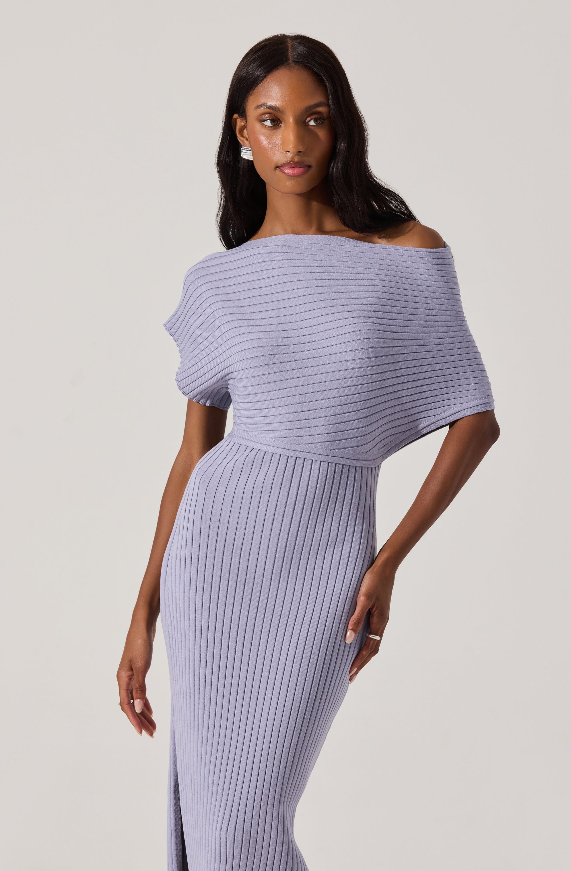 Wide ribbed sweater dress-Aljck