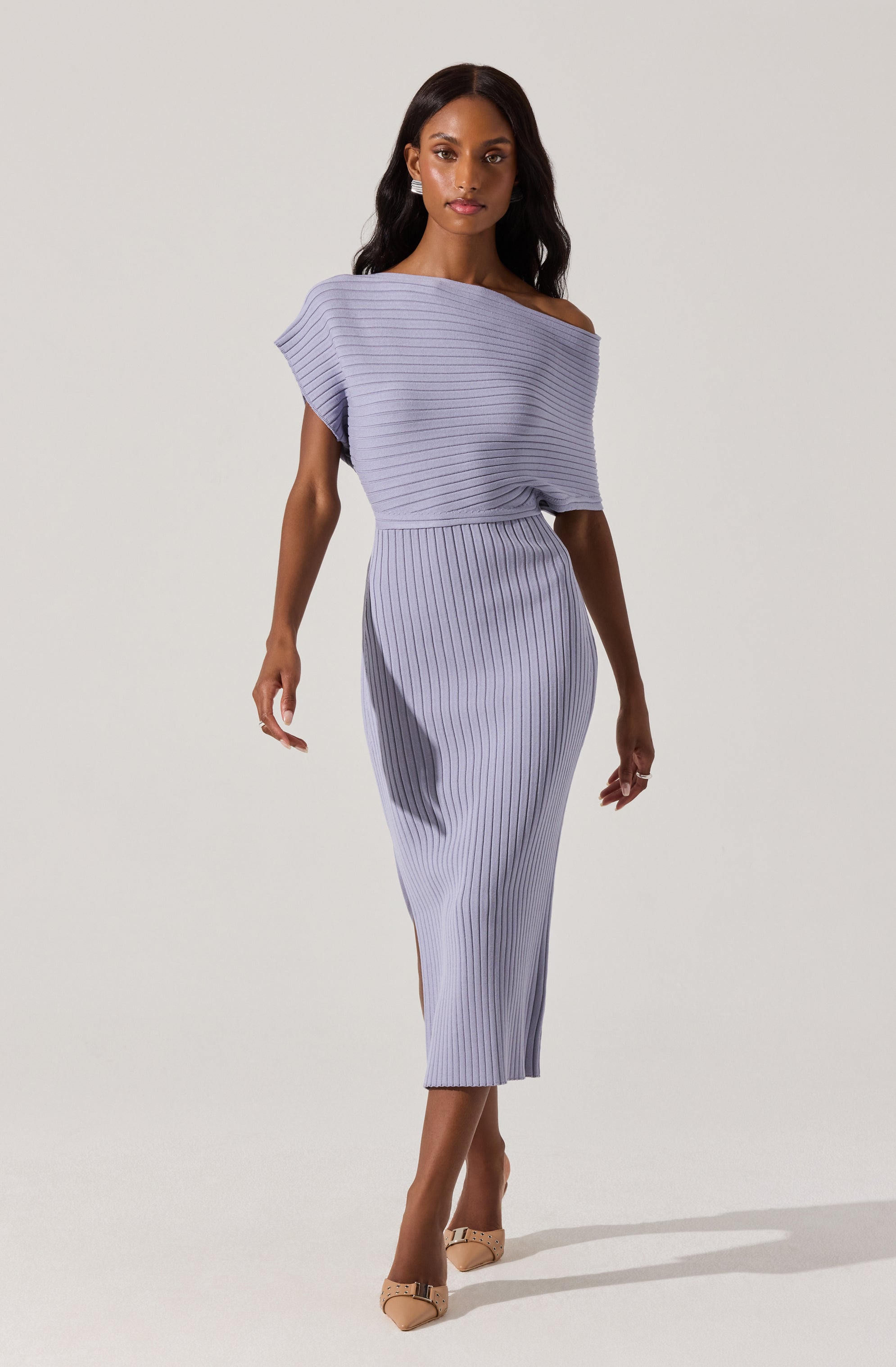 Wide ribbed sweater dress-Aljck