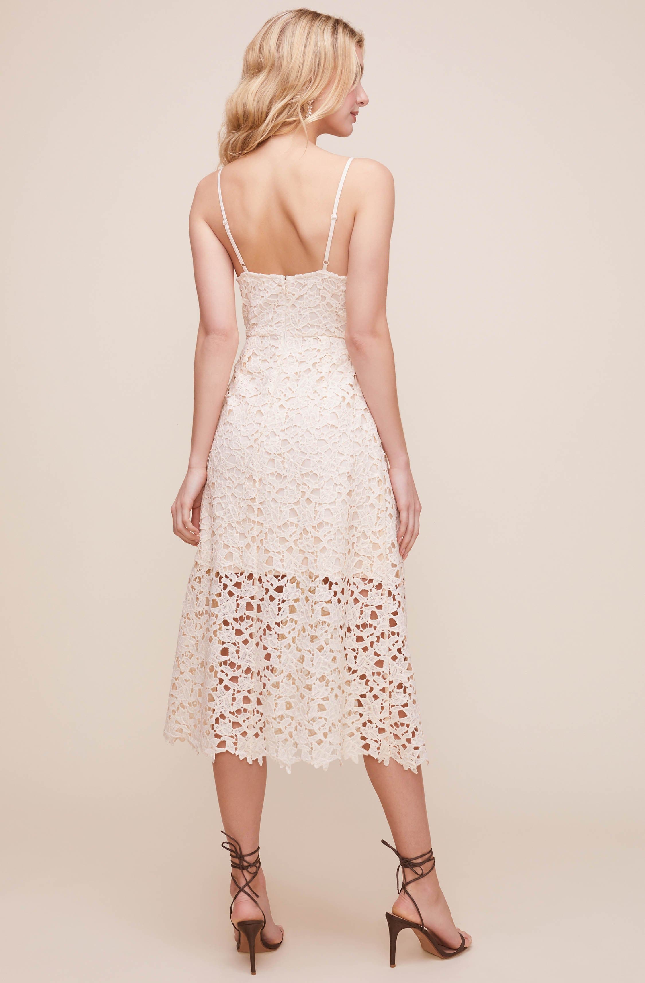 Lace A Line Midi Dress-Aljck