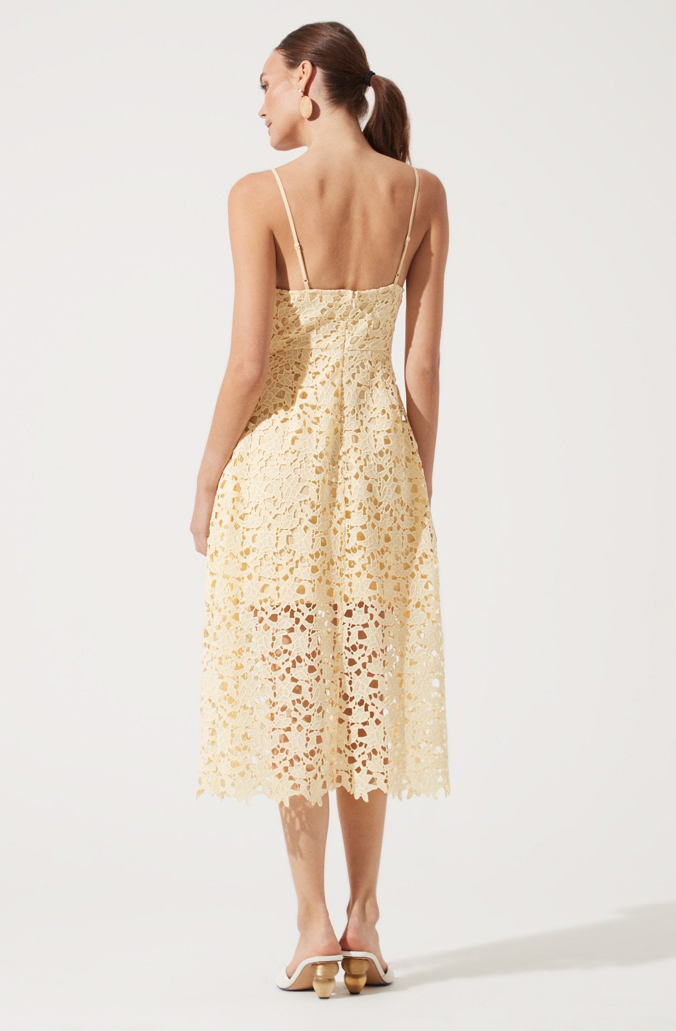 Lace A Line Midi Dress-Aljck