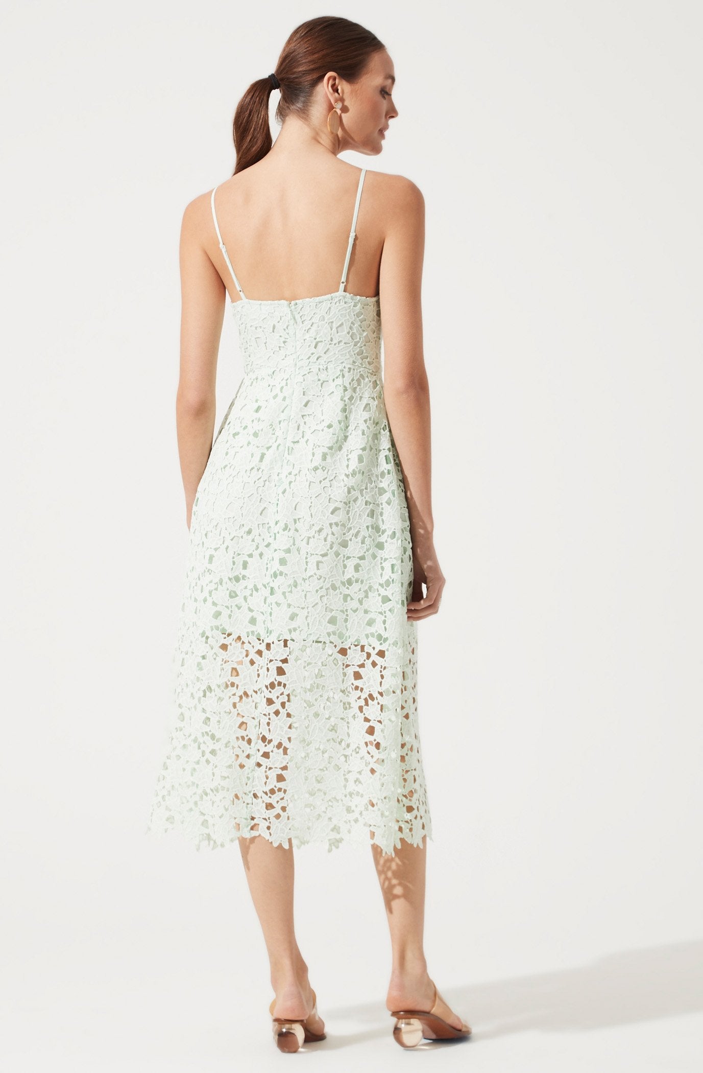 Lace A Line Midi Dress-Aljck