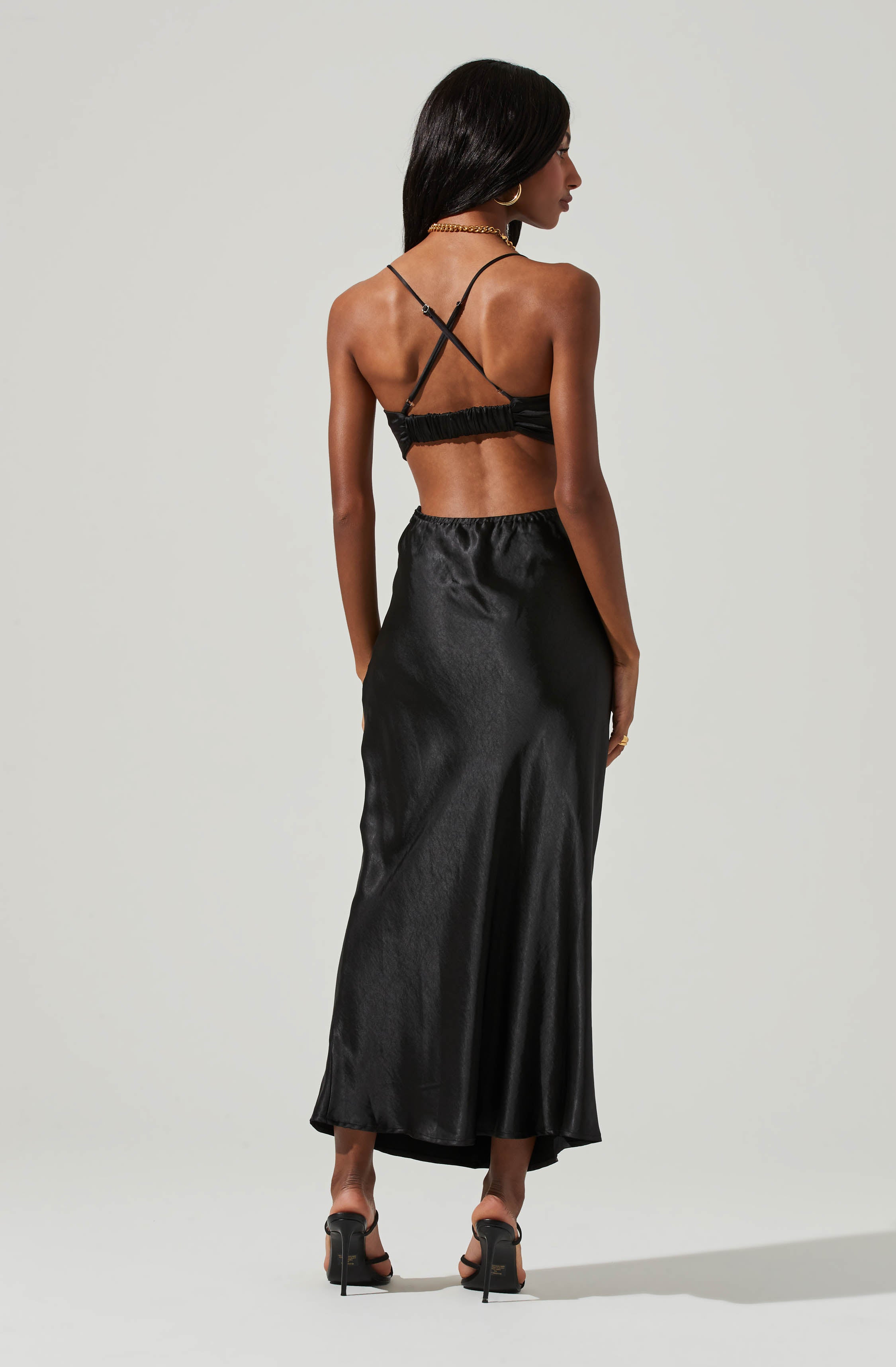 Colette Satin Cutout Midi Dress-Aljck