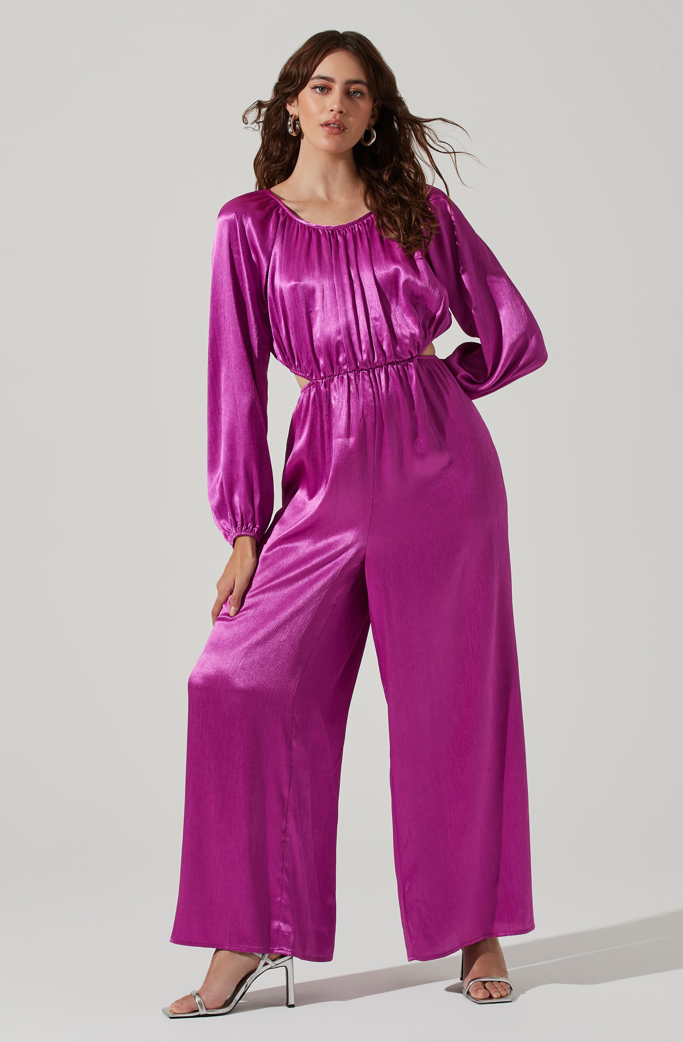 Back Cutout Long Sleeve Jumpsuit-Aljck